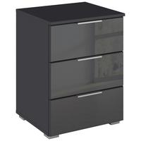 Nachkästchen Grau Metallic Dekor H: 62 Cm, Mars 3l-Glas - Grau Hochglanz/Alufarben, KONVENTIONELL, Glas/Holzwerkstoff (47/62/42cm)