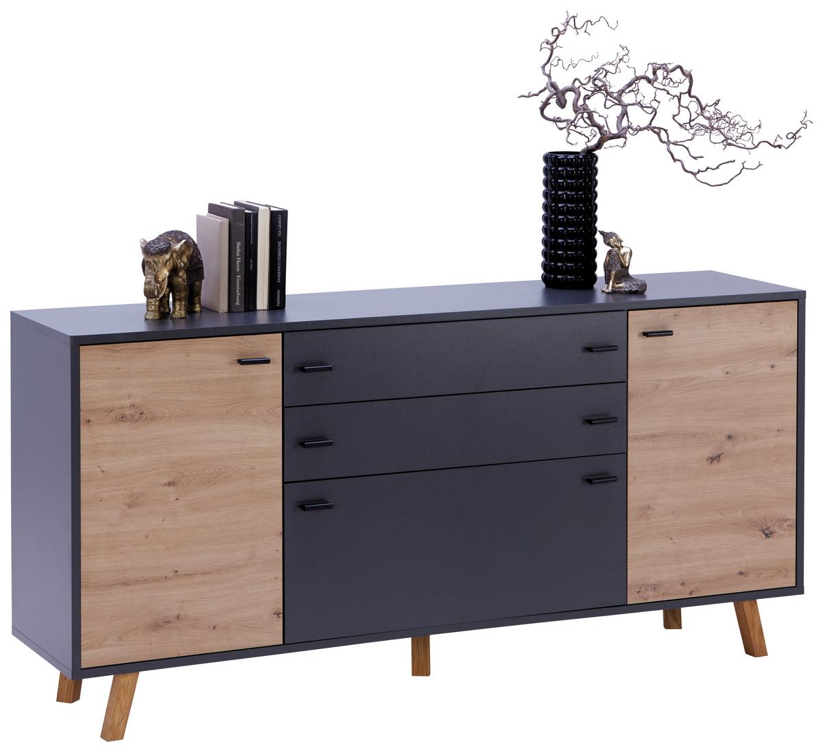 Kommode B: 170 cm Trend Eiche Artisan/ Anthrazit - Anthrazit/Eiche Artisan, MODERN, Holzwerkstoff (170/82,5/40cm)