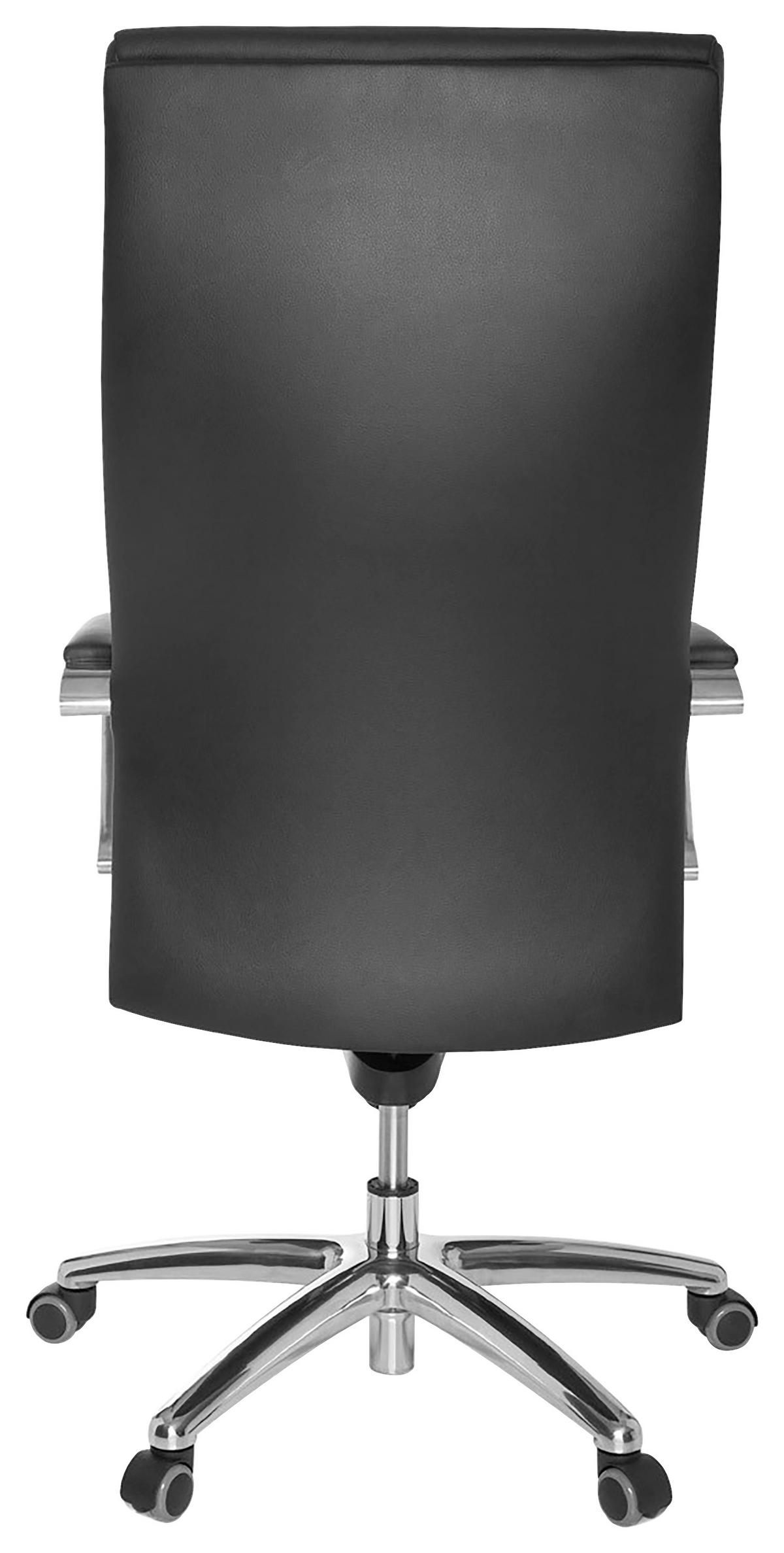Chefsessel Ferrol + Armstützen Leder Schwarz Bis 120 Kg - Chromfarben/Schwarz, Design, Leder/Kunststoff (60/126/55cm) - MID.YOU