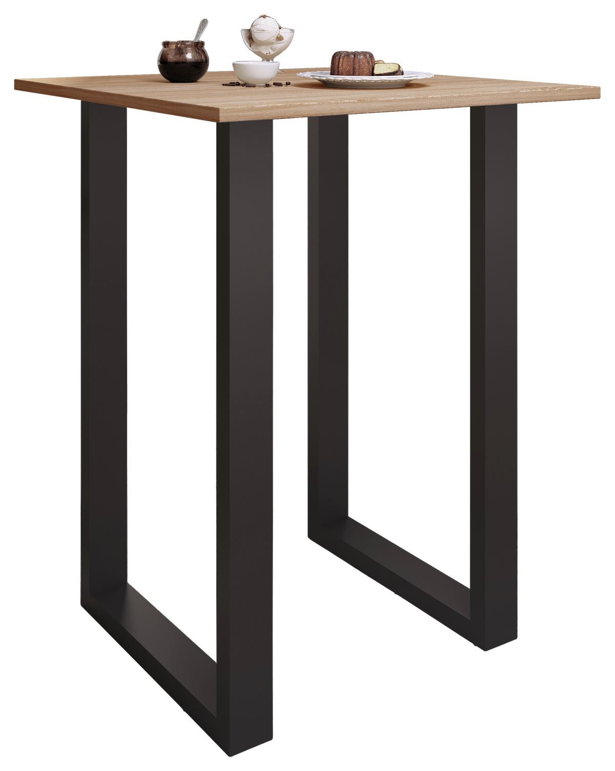 Bartisch Xona B 80x80 - Silberfarben/Schwarz, KONVENTIONELL, Holzwerkstoff/Metall (80/80/102cm)