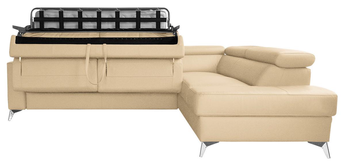 Ecksofa Mondo, Beige S: 286x208 Cm - Chromfarben/Beige, Design, Leder/Textil (286/208cm) - Livetastic