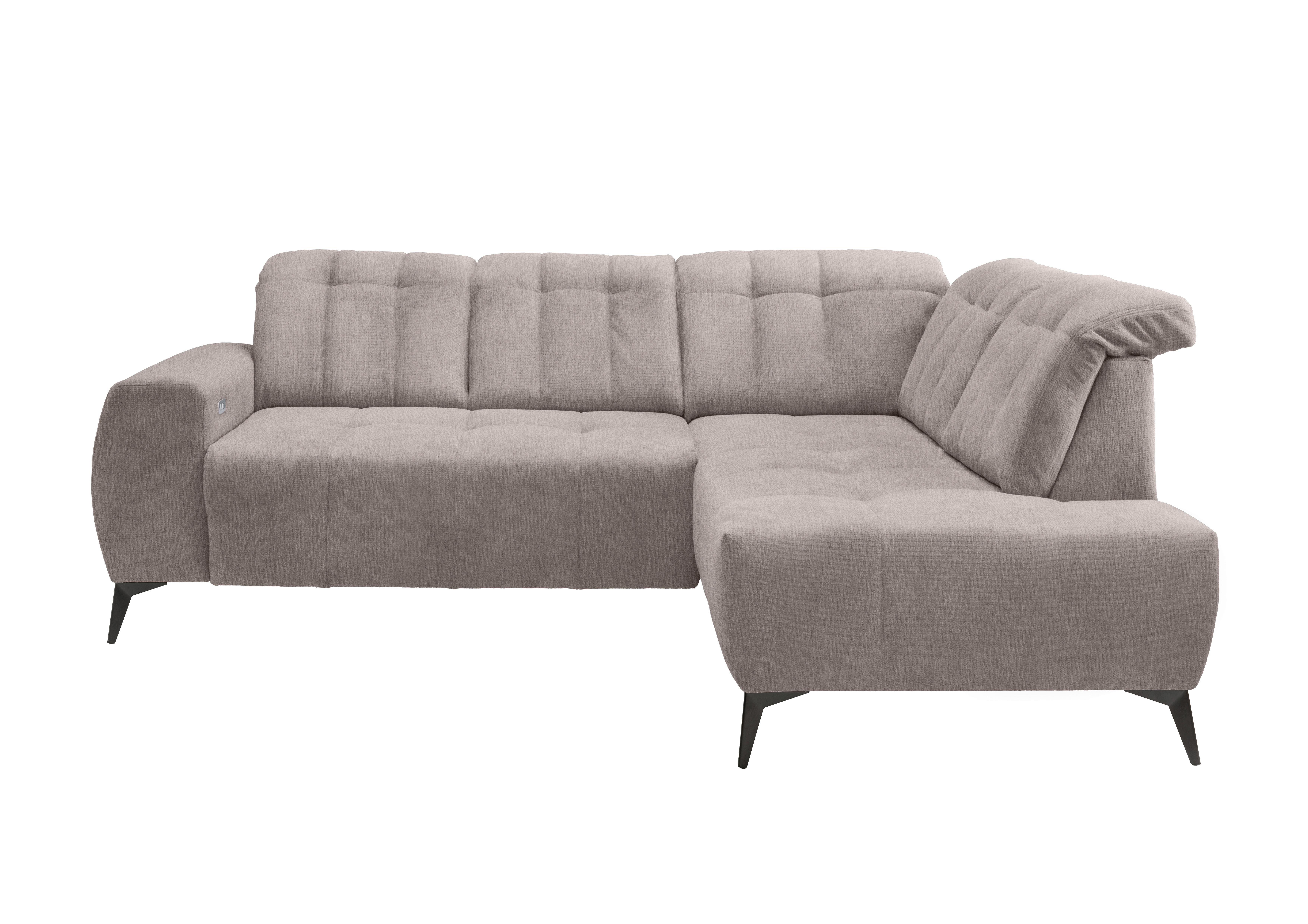 Ecksofa mit USB Anschluss Sano, Taupe, S: 261x200 cm - Taupe/Schwarz, MODERN, Textil (261/200cm) - Livetastic