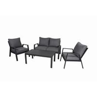 Gartenset Victoria - Anthrazit/Grau, Basics, Kunststoff/Textil - Gardenson