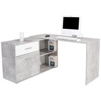 Eckschreibtisch mit Stauraum B 138cm H 74cm Prag, Betonoptik - Weiß/Grau, MODERN, Holzwerkstoff (138/74/120cm)