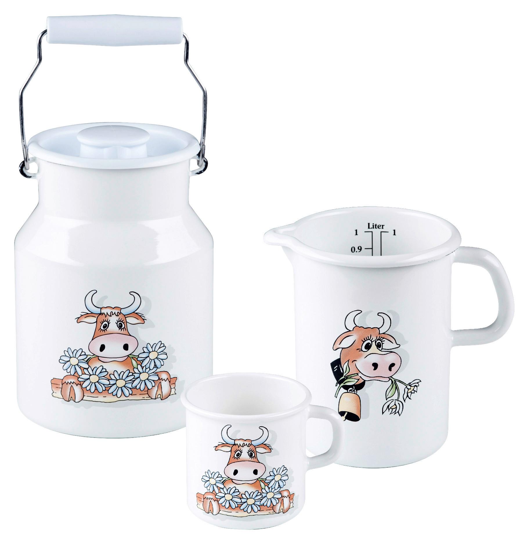 Milchkännchen 3-Teilig mit Henkel Weiß - Weiß, KONVENTIONELL, Metall - Riess