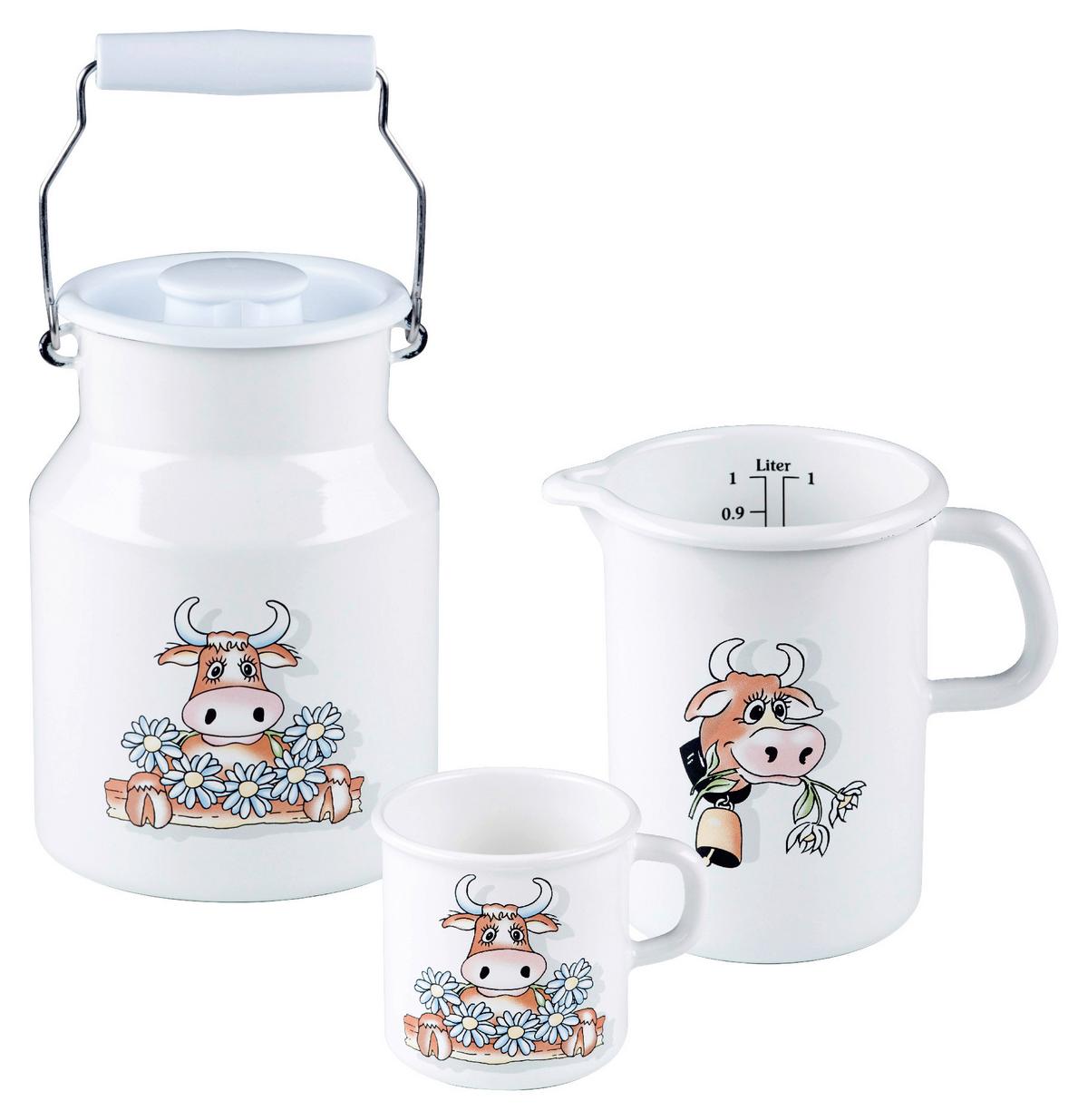Milchkännchen 3-Teilig mit Henkel Weiß - Weiß, KONVENTIONELL, Metall - Riess