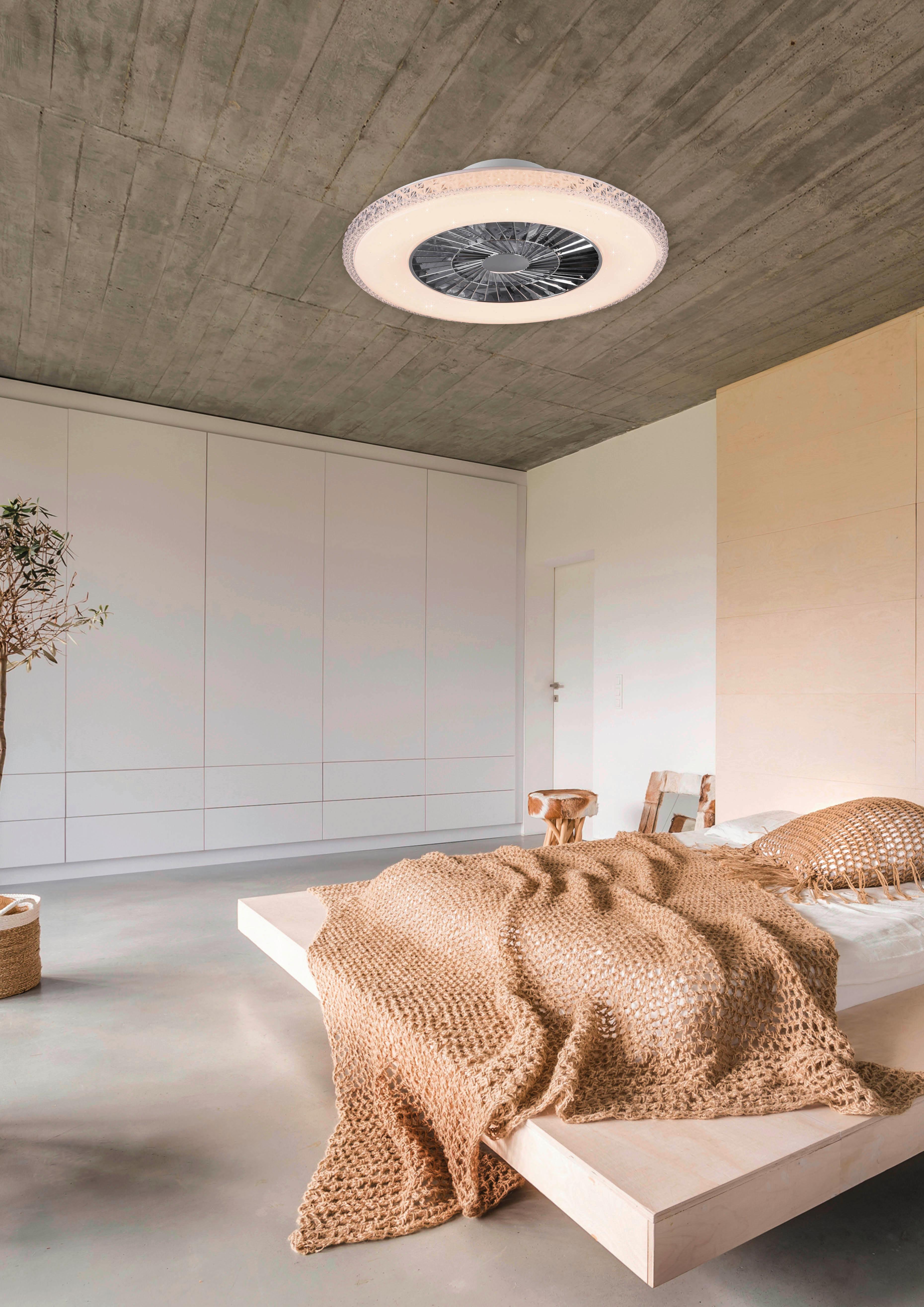 Deckenventilator Harstad Weiß Chromfarben Transparent - Chromfarben/Transparent, Trend, Kunststoff (60/18cm)