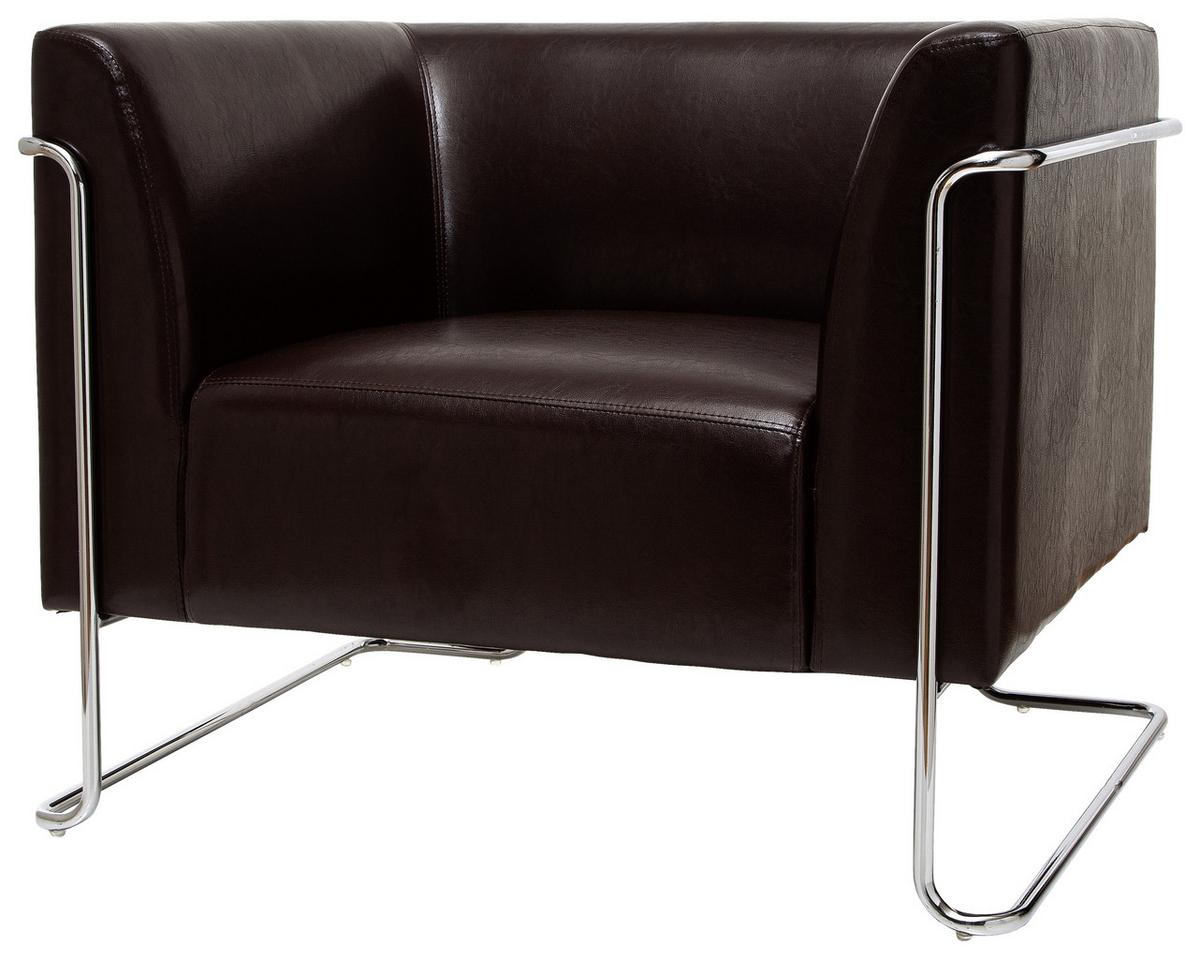 Designsessel Curacao Dunkelbraun - Chromfarben/Dunkelbraun, MODERN, Textil (88/74/74cm) - MID.YOU