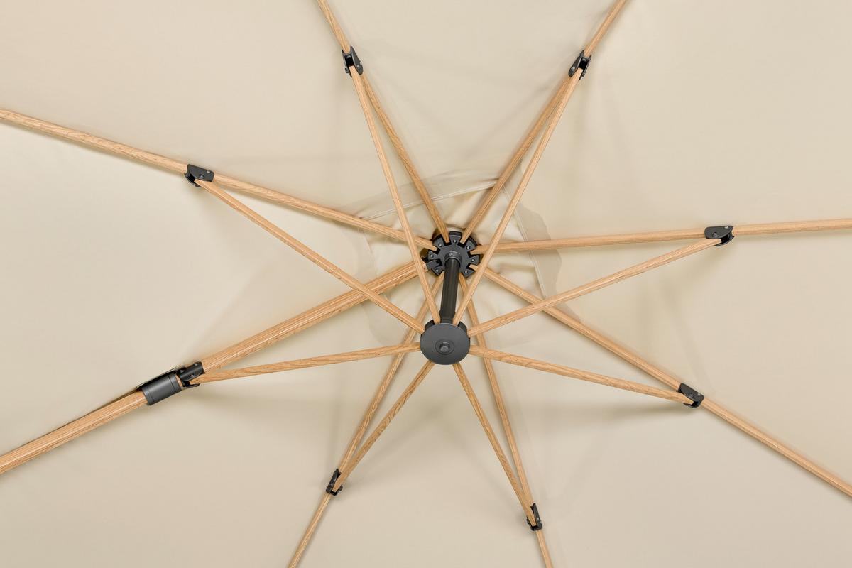 Ampelschirm Rhodos Twist W BHT: 358x263x300cm Naturfarben - Eichefarben/Naturfarben, Basics, Textil/Metall (358/263/300cm) - Schneider