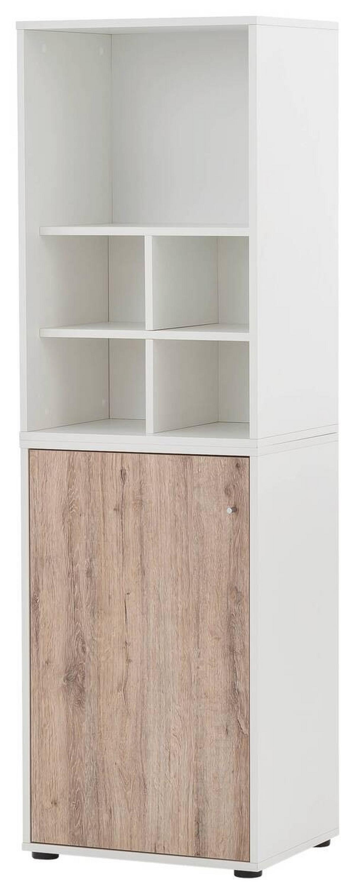 Aktenschrank Holzwerkstoff Weiß/Wildeiche B: 50,9 cm - Wildeiche/Weiß, MODERN, Holzwerkstoff (50,9/165,2/41cm) - MID.YOU