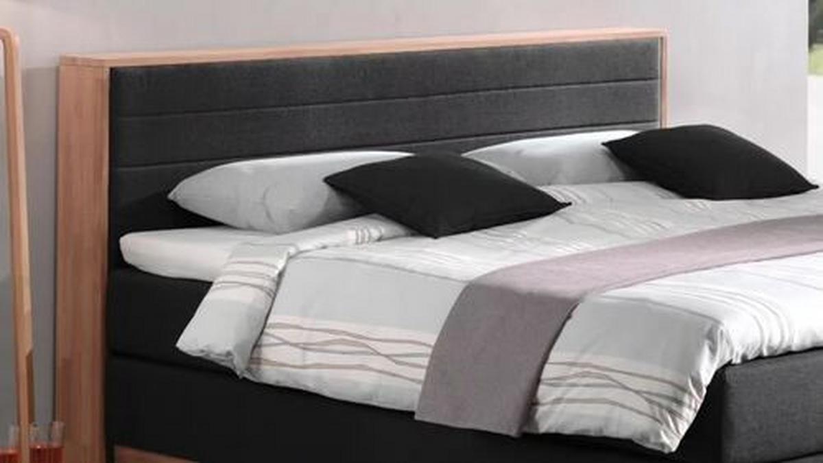Boxspringbett mit Topper & Bettkasten 200x200 Moneta - Eichefarben/Schwarz, MODERN, Holz/Textil (200/200cm) - MID.YOU