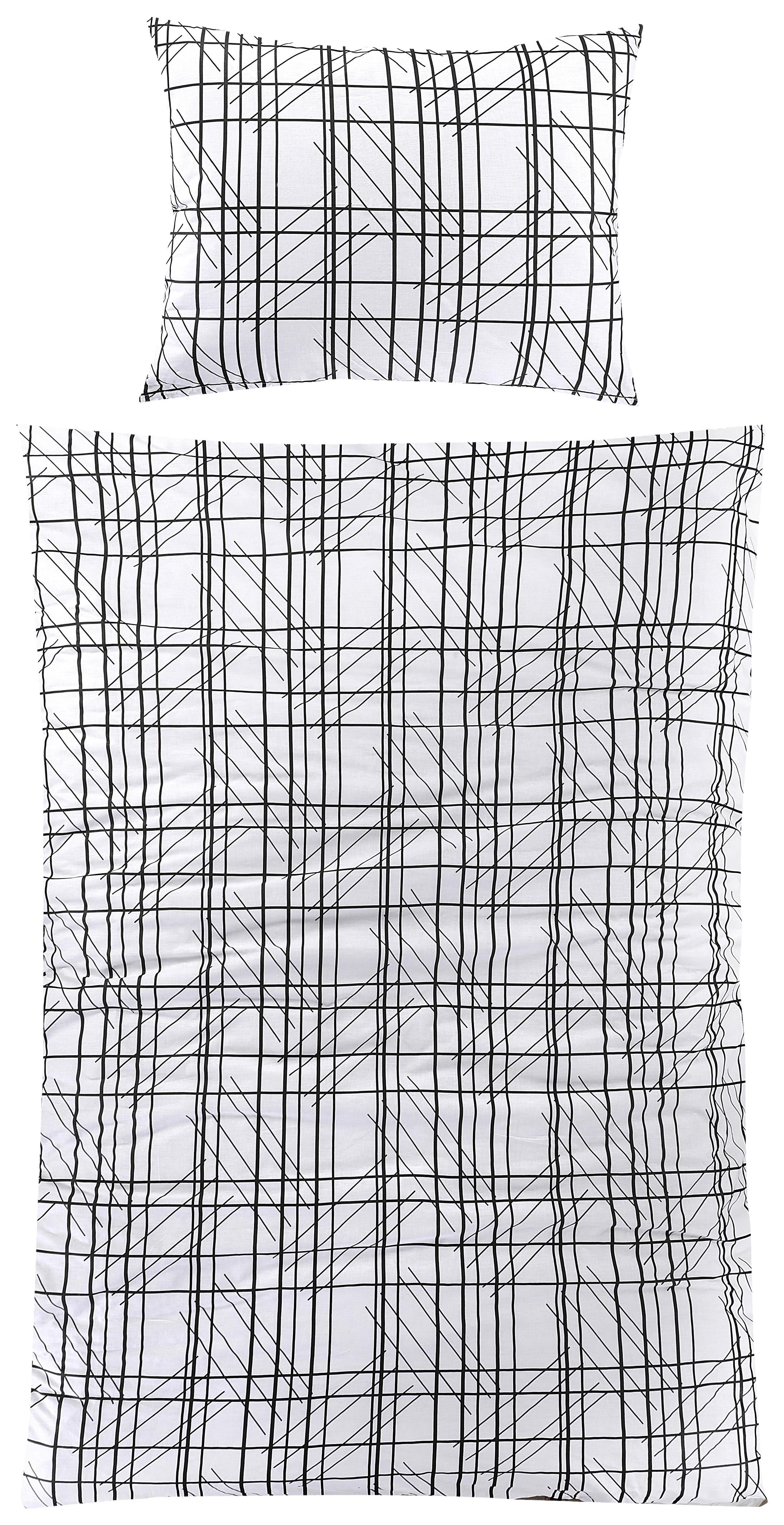 Renforcé-bettwäsche 140x200 Cm Kira Schwarz/weiß - Schwarz/Weiß, MODERN, Textil (140/200cm) - Luca Bessoni