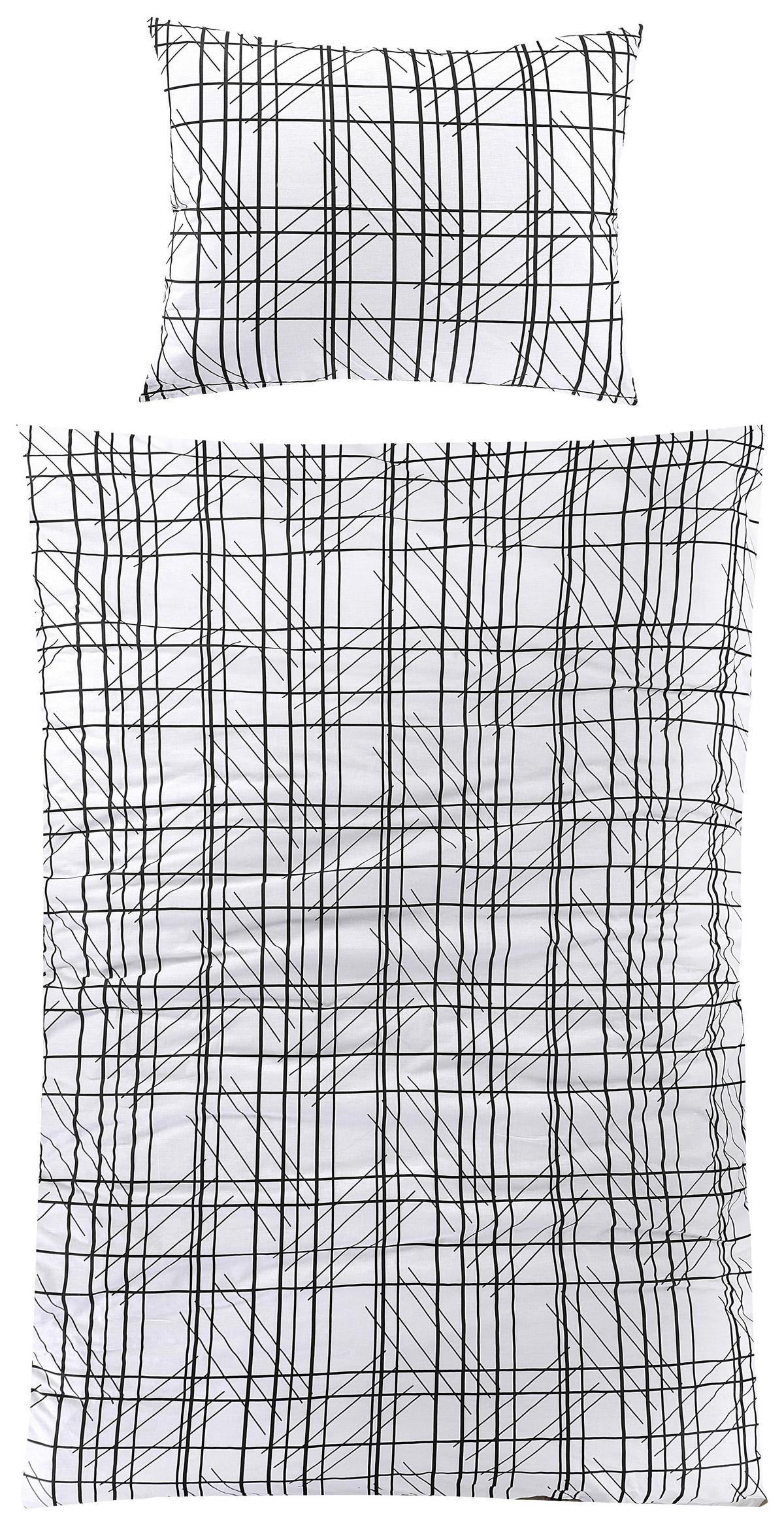 Renforcé-bettwäsche 140x200 Cm Kira Schwarz/weiß - Schwarz/Weiß, MODERN, Textil (140/200cm) - Luca Bessoni