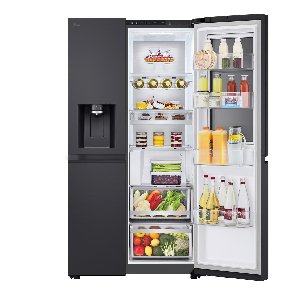 Kühl-Gefrier-Kombination LG Gsxe90evdd - Schwarz, Basics, Glas/Kunststoff (91.3/179/73.5cm)