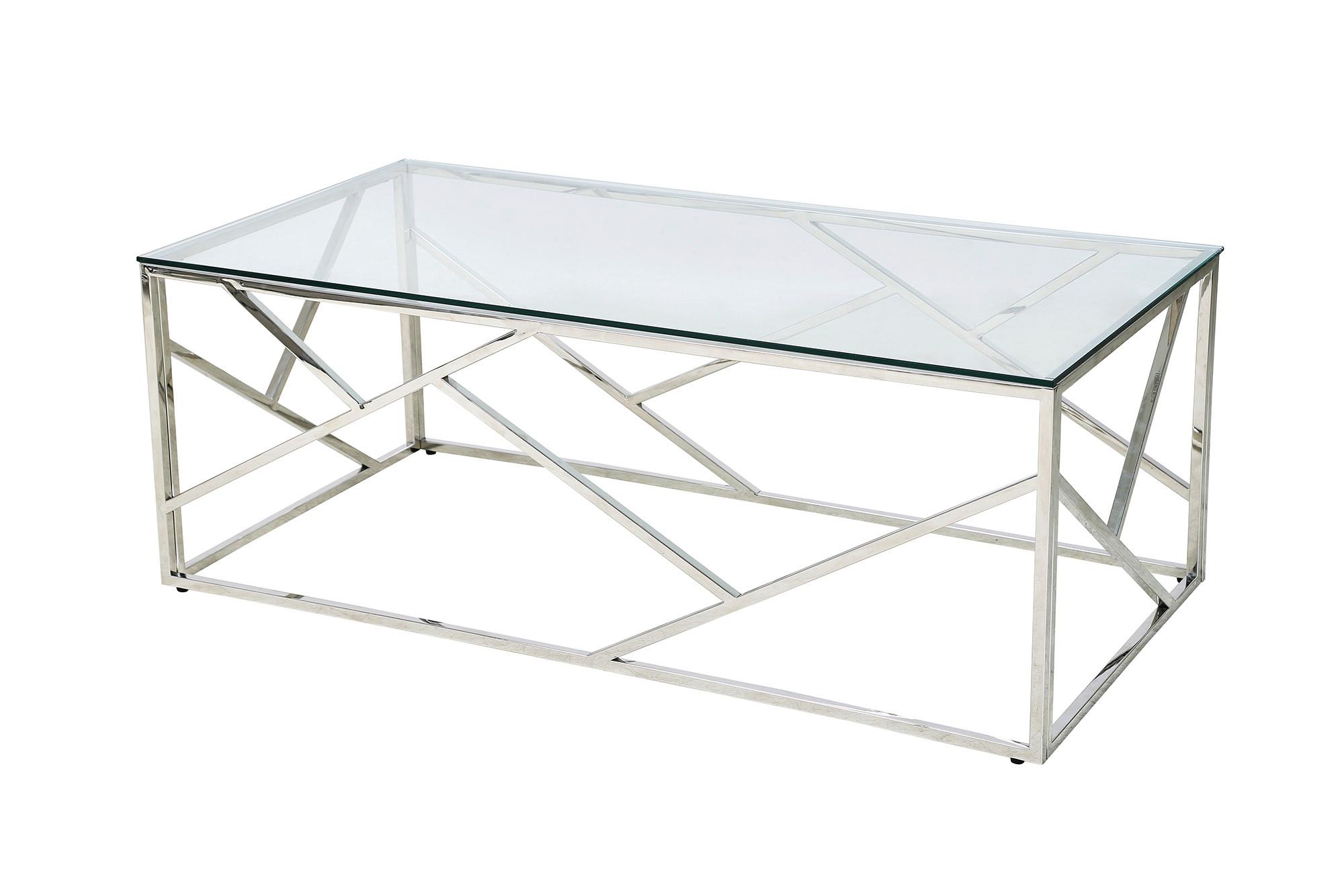 Couchtisch Silberfarben L: 120 cm - Klar/Silberfarben, Design, Glas/Metall (120/60/45cm) - Livetastic