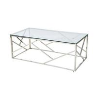 Couchtisch Silberfarben L: 120 Cm - Klar/Silberfarben, Design, Glas/Metall (120/60/45cm) - Livetastic