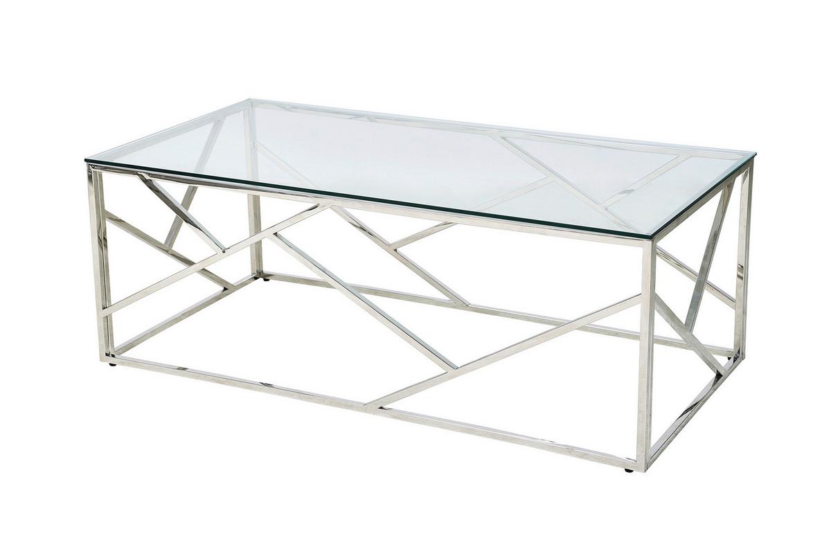 Couchtisch Silberfarben L: 120 Cm - Klar/Silberfarben, Design, Glas/Metall (120/60/45cm) - Livetastic