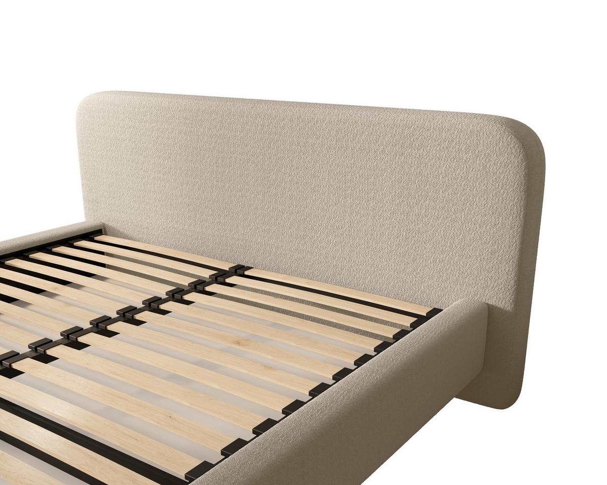 Polster Bett Bill 120 Creme LF: 120x200 cm - Creme/Schwarz, MODERN, Textil/Metall (140/200cm) - MID.YOU