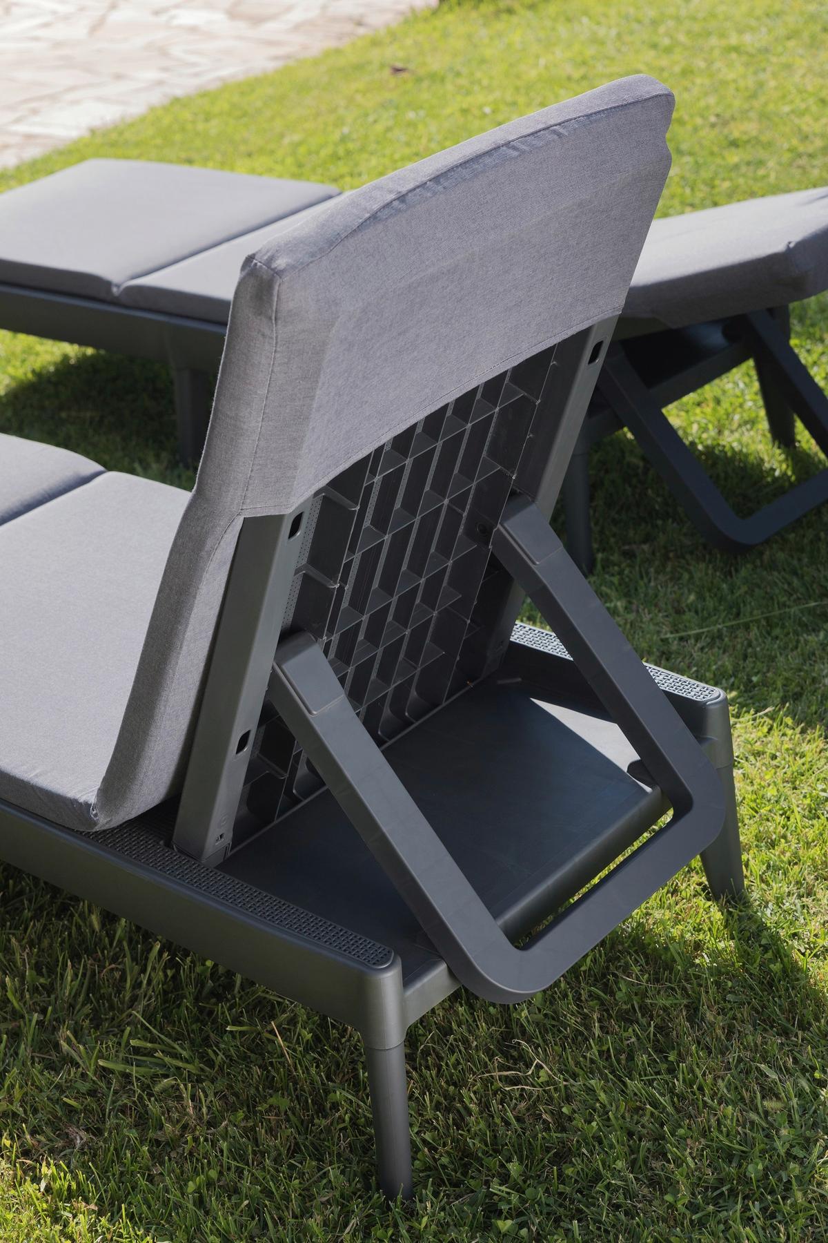 Sonnenliege Sirolo Kunststoff, Verstellbar - Anthrazit, Basics, Kunststoff (186/60/32,5cm)