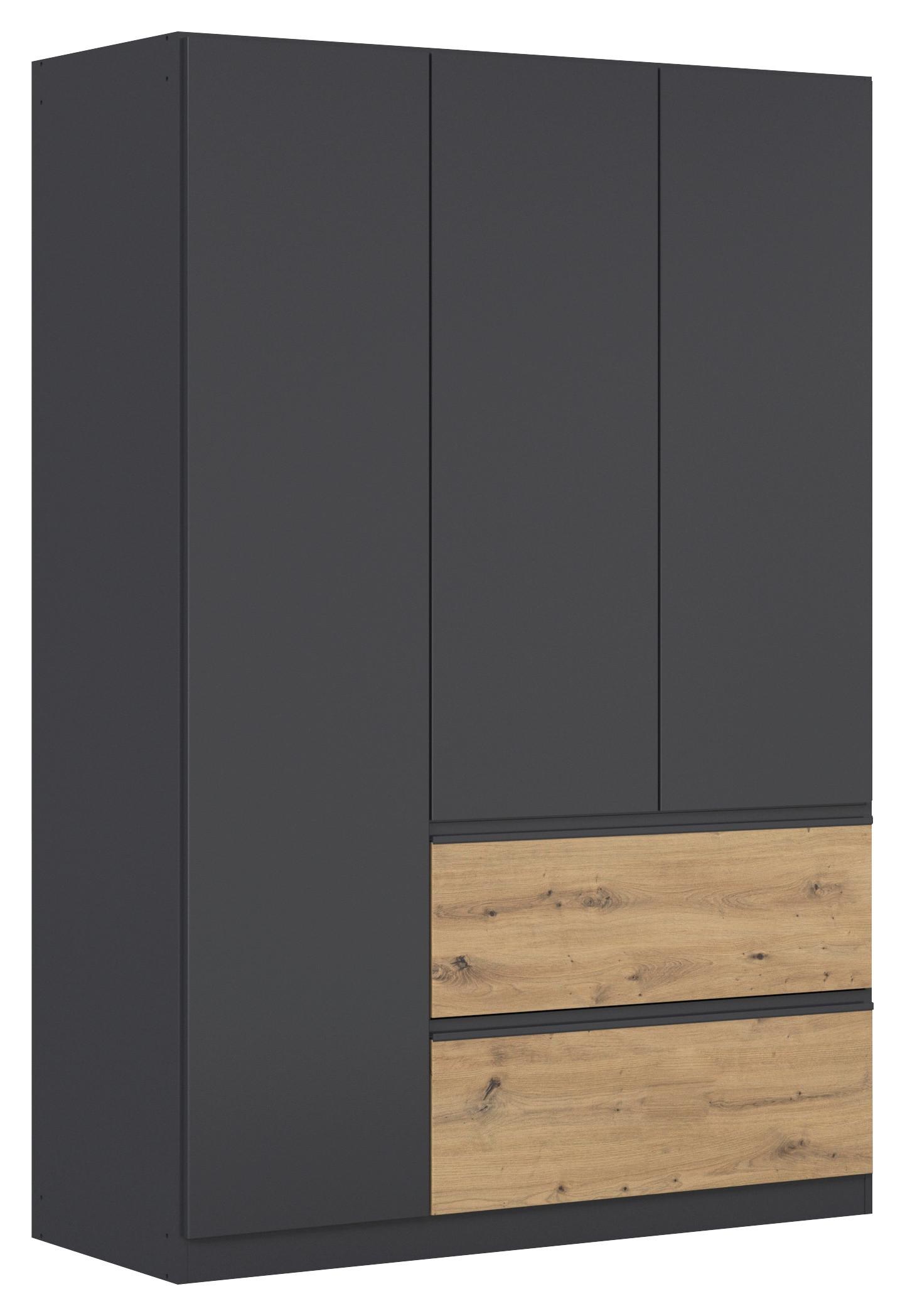 Drehtürenschrank Costa Grau Eiche Artisan Dekor - Eiche Artisan/Grau, MODERN, Holzwerkstoff (136/197/54cm) - Rauch Möbel