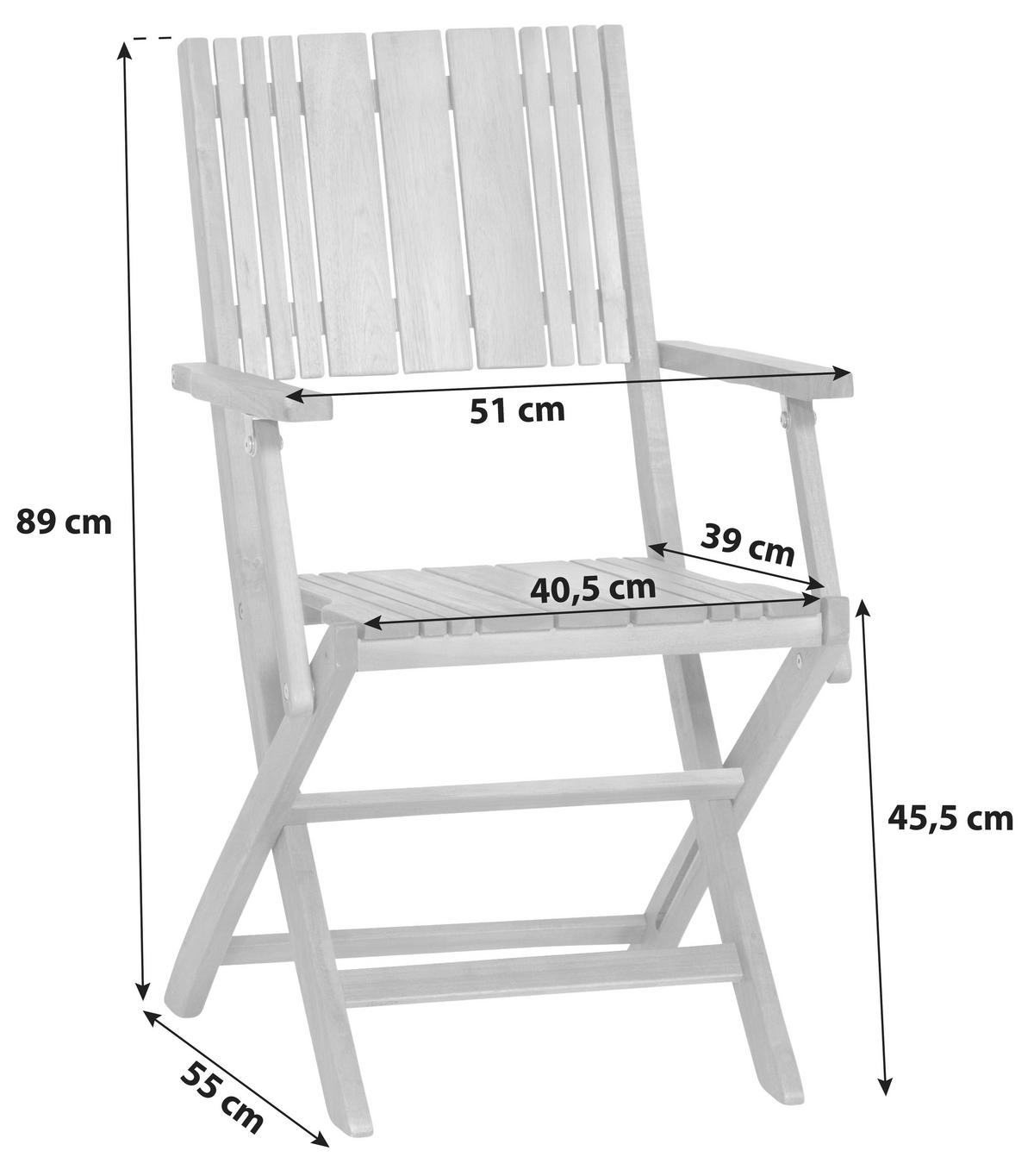 Gartensessel Klappbar Falun Echtholz - Akaziefarben, KONVENTIONELL, Holz (51/89/55cm) - Siena Garden