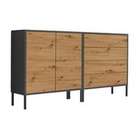 Sideboard Mailand3b:158cmeiche/Anthrazit - Anthrazit/Eiche Artisan, MODERN, Holzwerkstoff (158/86/33cm) - MID.YOU