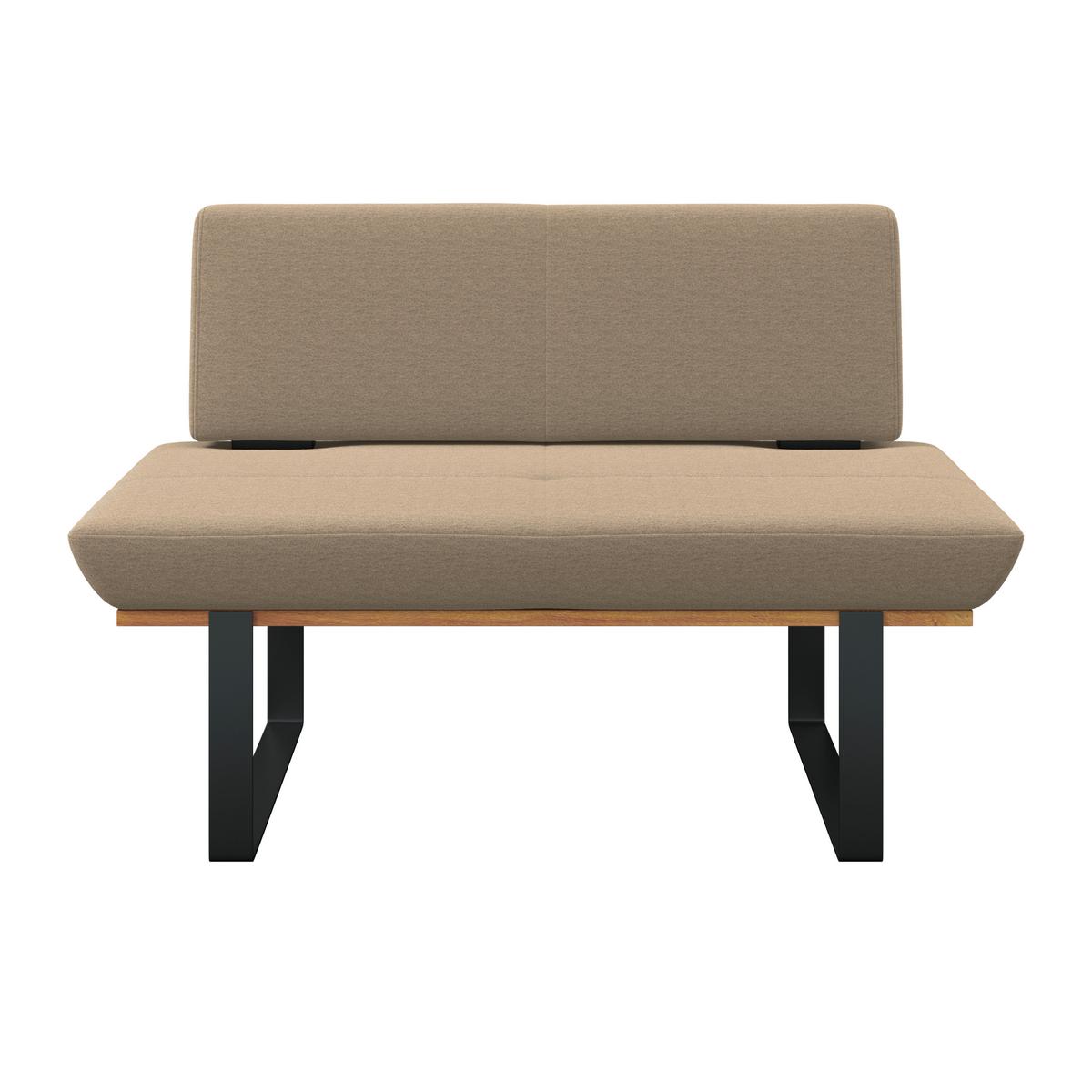 Sitzbank Tristan Webstoff beige, B: 130cm - Beige/Schwarz, MODERN, Holz/Textil (130/48/90cm) - James Wood