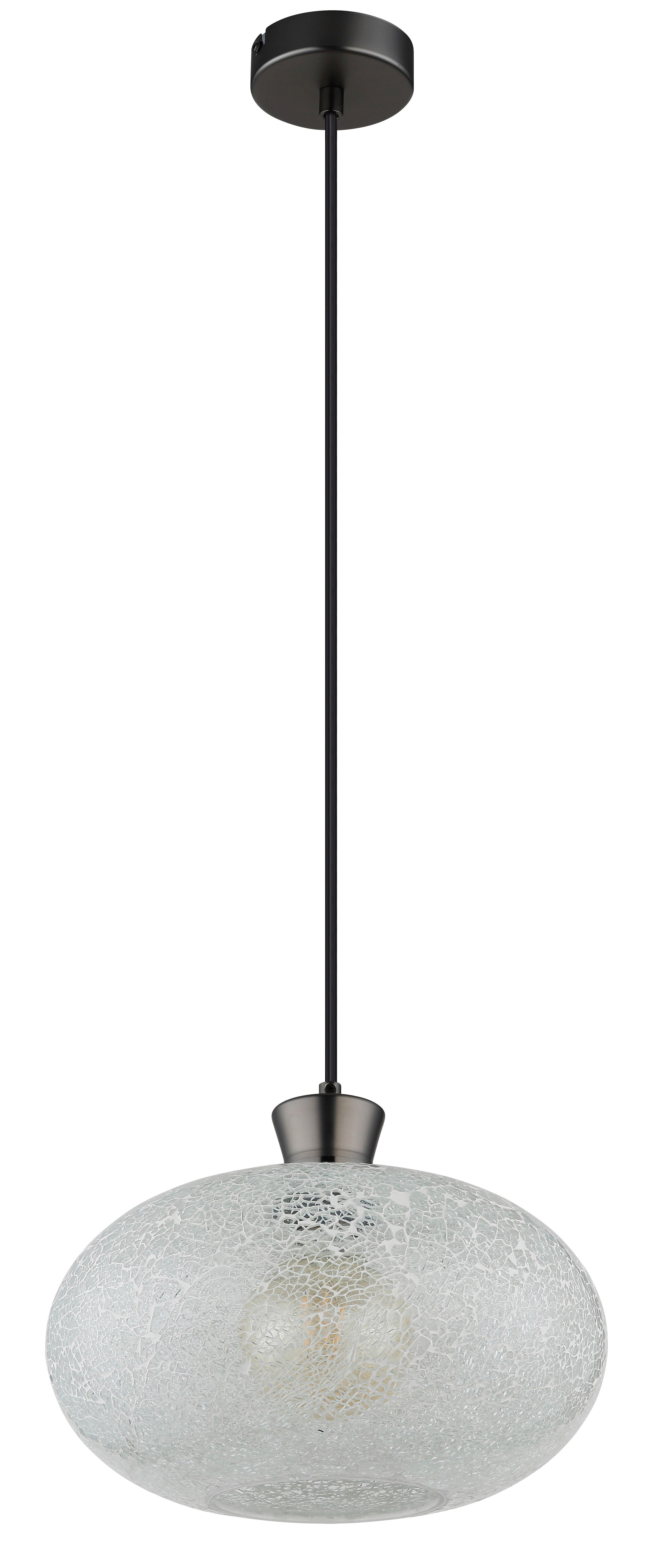 HÄNGELEUCHTE Exkl. 1xE27, 40W - Klar/Schwarzchrom, Design, Glas/Kunststoff (30/120cm) - Globo