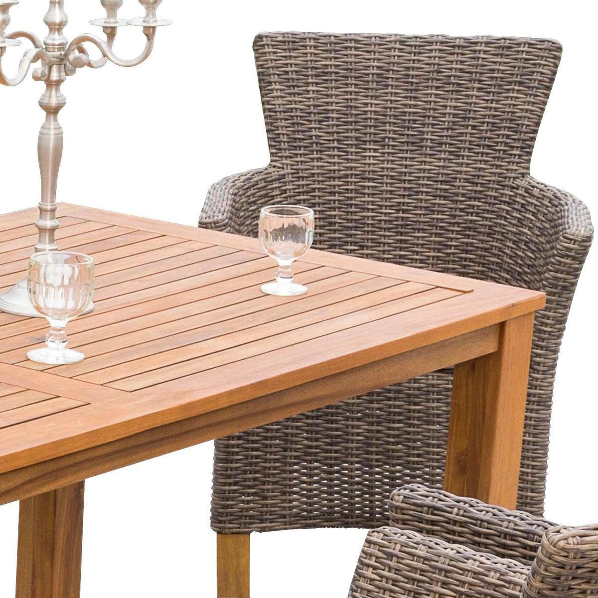 Gartengarnitur 7-Tlg. Toskana Akazie/Aluminium - Naturfarben/Braun, ROMANTIK / LANDHAUS, Holz/Kunststoff - Ambia Garden