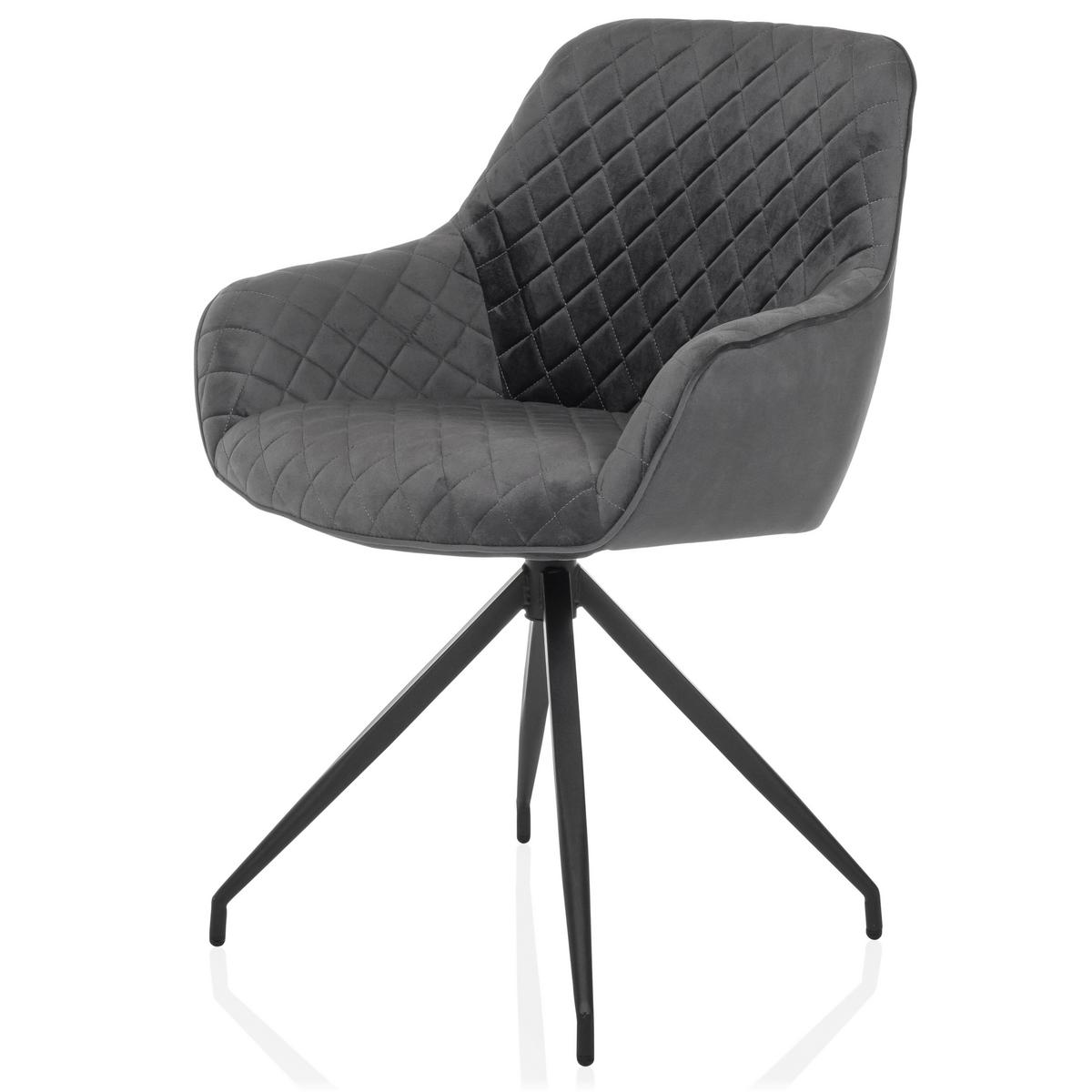 Armlehnstuhl Elverum Grau B: 58 Cm - Schwarz/Grau, MODERN, Textil/Metall (58/87/57cm) - MID.YOU