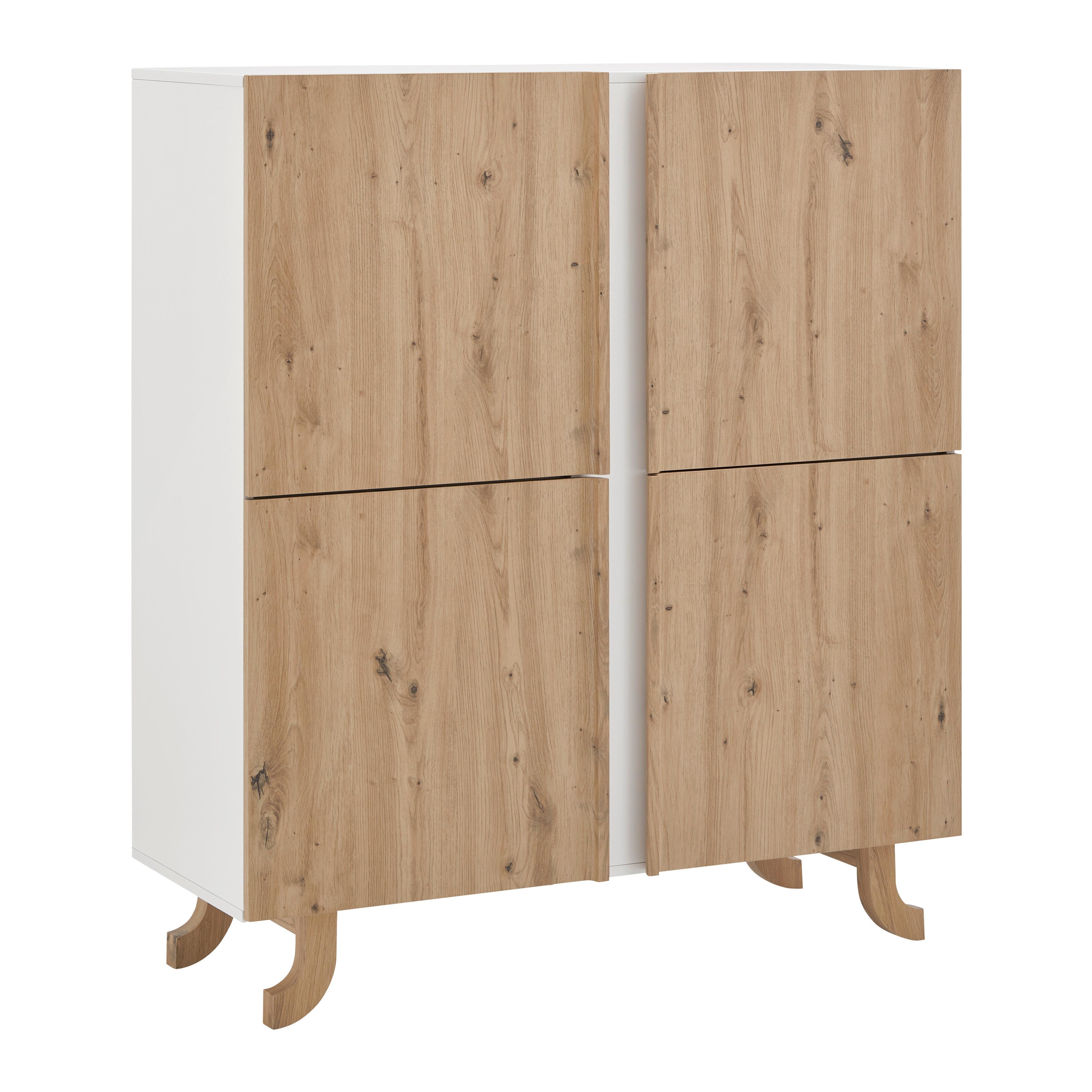 Komoda VIRA barvy dubu/bílá - bílá/barvy borovice, Moderní, dřevo (110/125/43cm) - Bessagi Home
