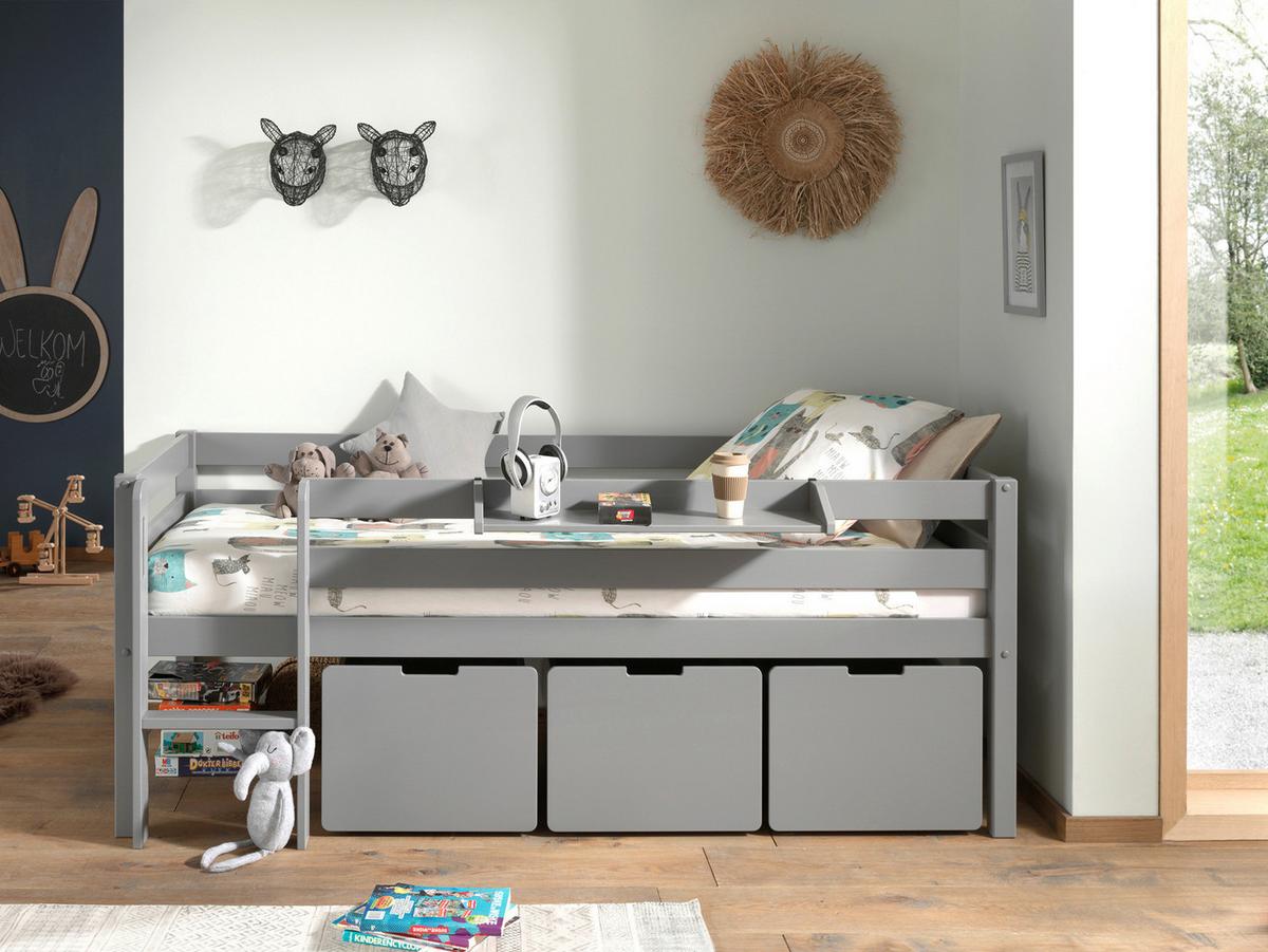 Spielbett Pino Grau 90x200cm - Grau, MODERN, Holz/Holzwerkstoff (90/200cm) - Vipack