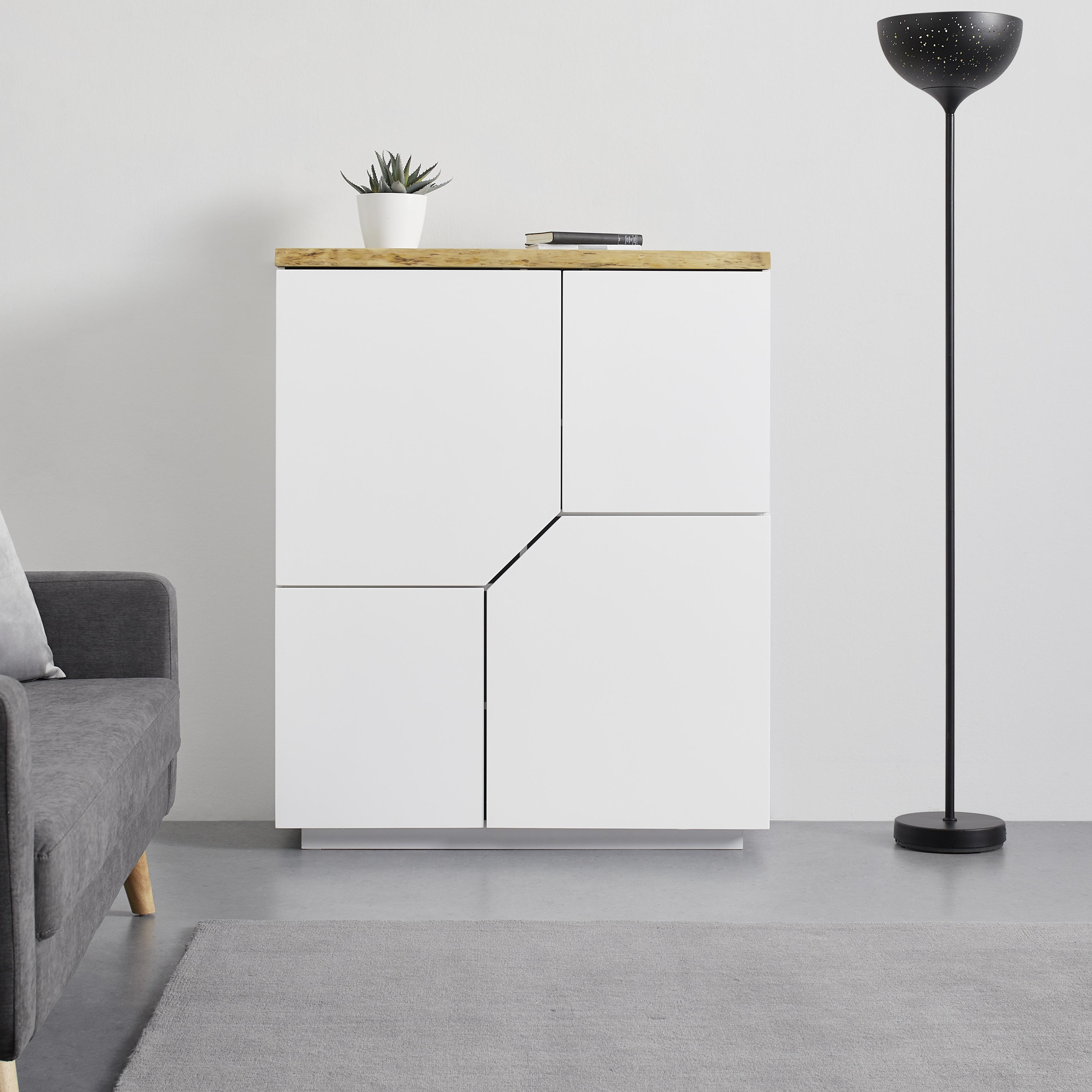 Komoda Carlos - bílá/barvy dubu, Moderní, dřevo (100/122/42cm) - Modern Living