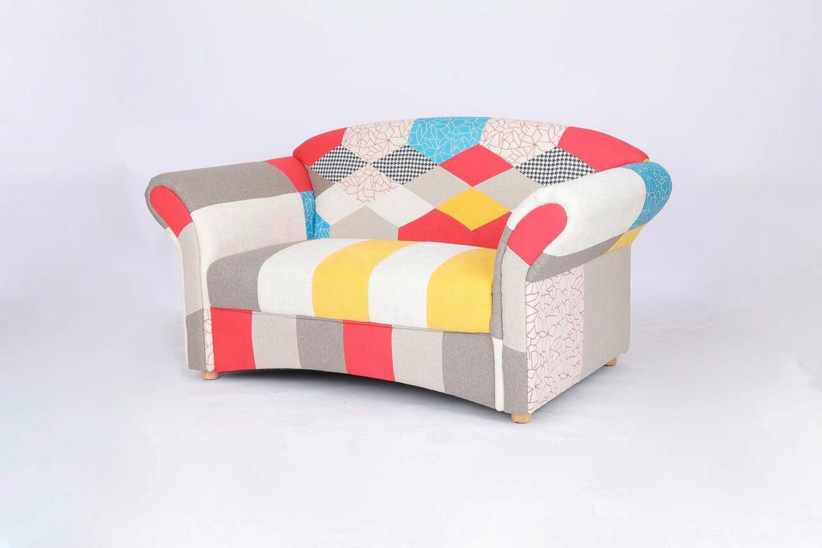 2-Sitzer Loretta, bunt ca. 153x83x85 cm - Hellbraun/Weiß Hochglanz, Basics, Holz/Textil (204/83/85cm)