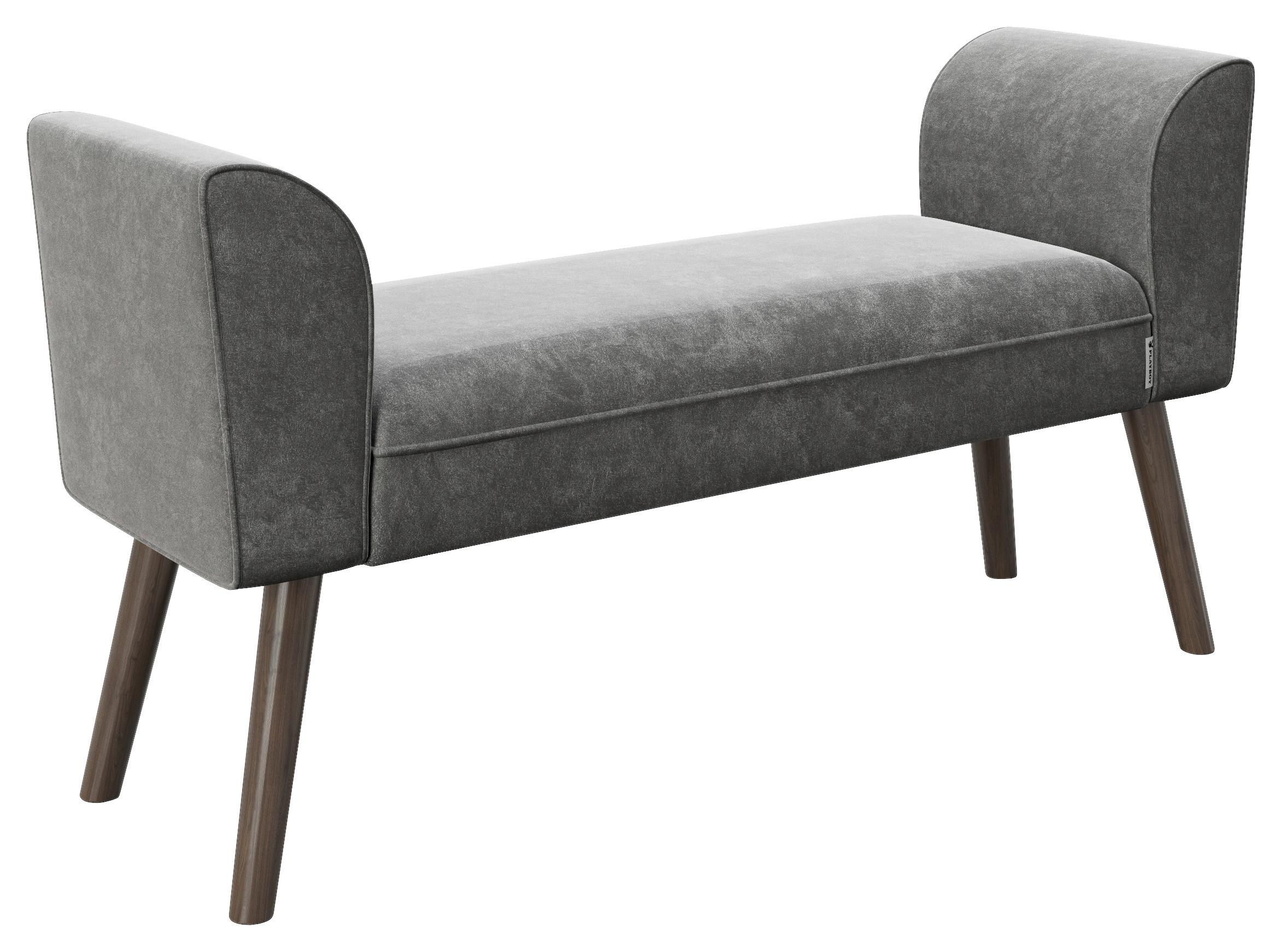 Hockerbank Tiffany Samt Anrhrazit H: 54,50 Cm - Anthrazit/Walnussfarben, MODERN, Textil (92,7/54,5/30cm) - Playboy
