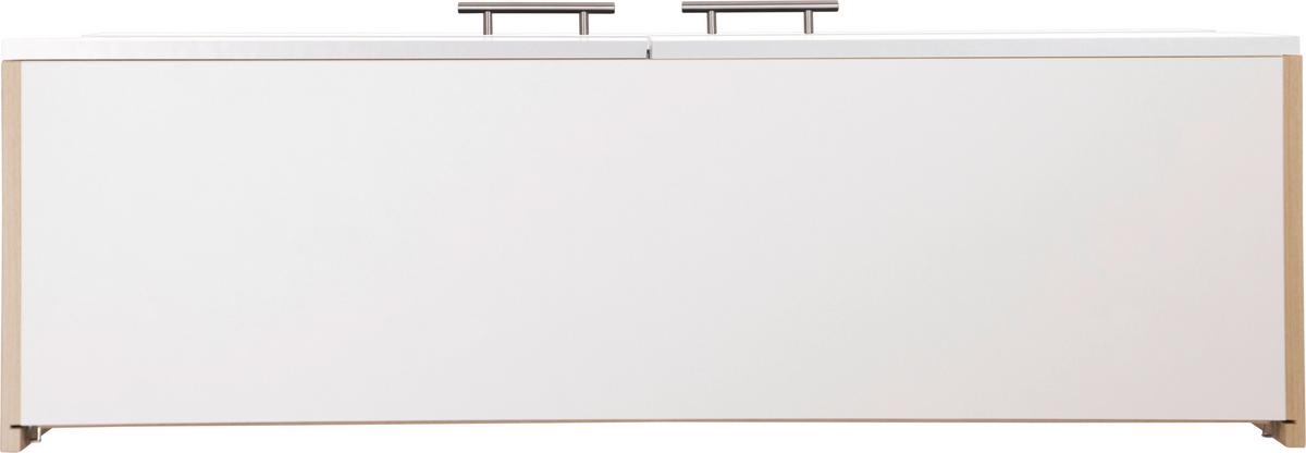 Küchenoberschrank Merle Weiß/Eiche Dekor B:110cm - Eichefarben/Weiß, Basics, Glas/Holzwerkstoff (110/56,1/34,6cm) - Respekta