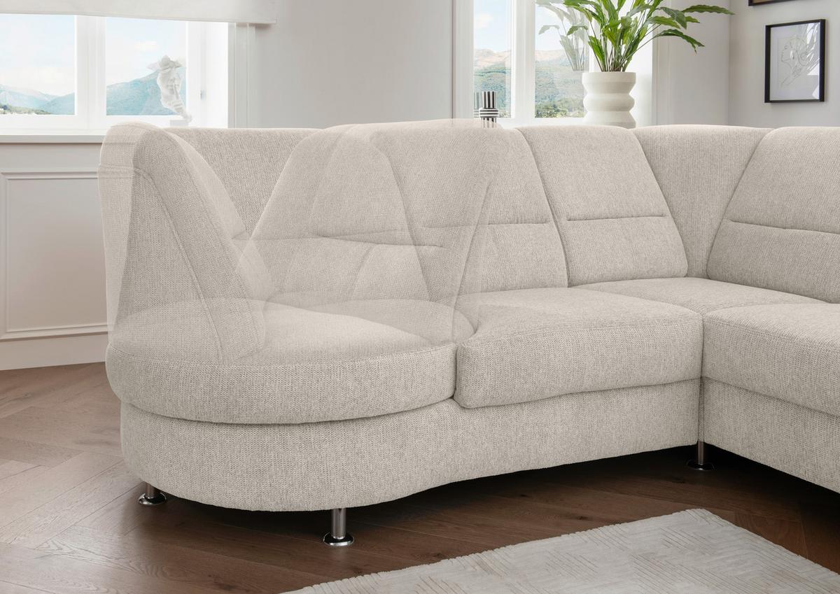 Ecksofa mit Relaxfunktion Parole Beige Chenille - Chromfarben/Beige, MODERN, Textil (236/275cm) - Livetastic