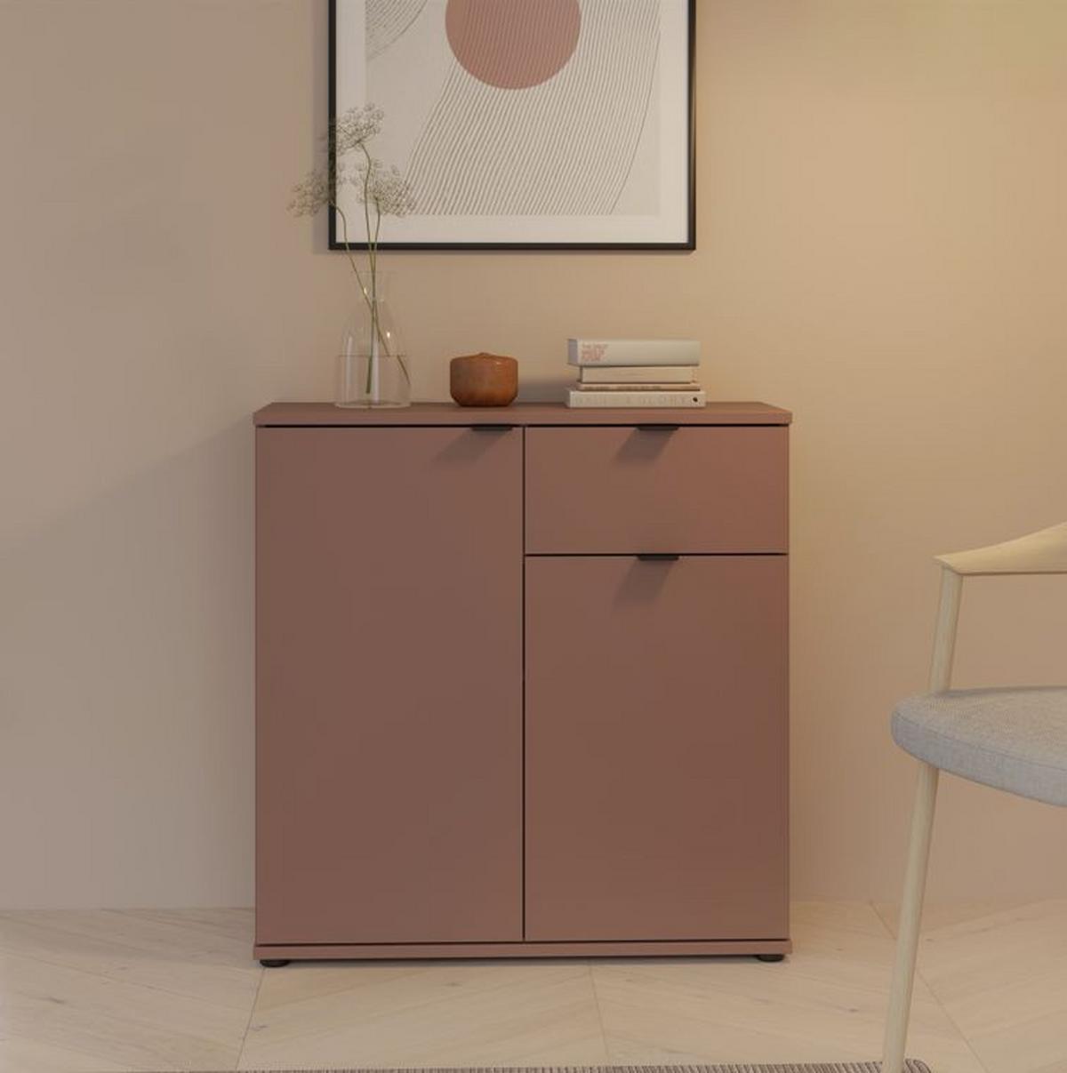 Komoda Ganymede, farba terakota, š: 80cm - čierna/terakota, Modern, kov/kompozitné drevo (80,1/82,3/34,1cm)