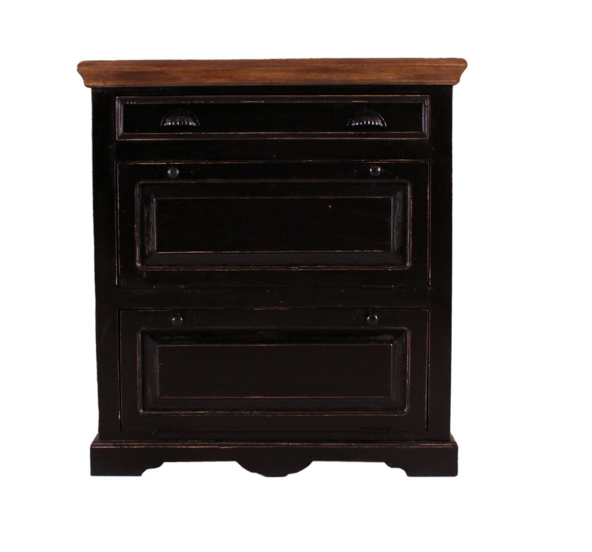 SCHUHSCHRANK Honig/Schwarz B: 85cm - Schwarz/Honig, Design, Holz/Holzwerkstoff (85/90/40cm) - MID.YOU