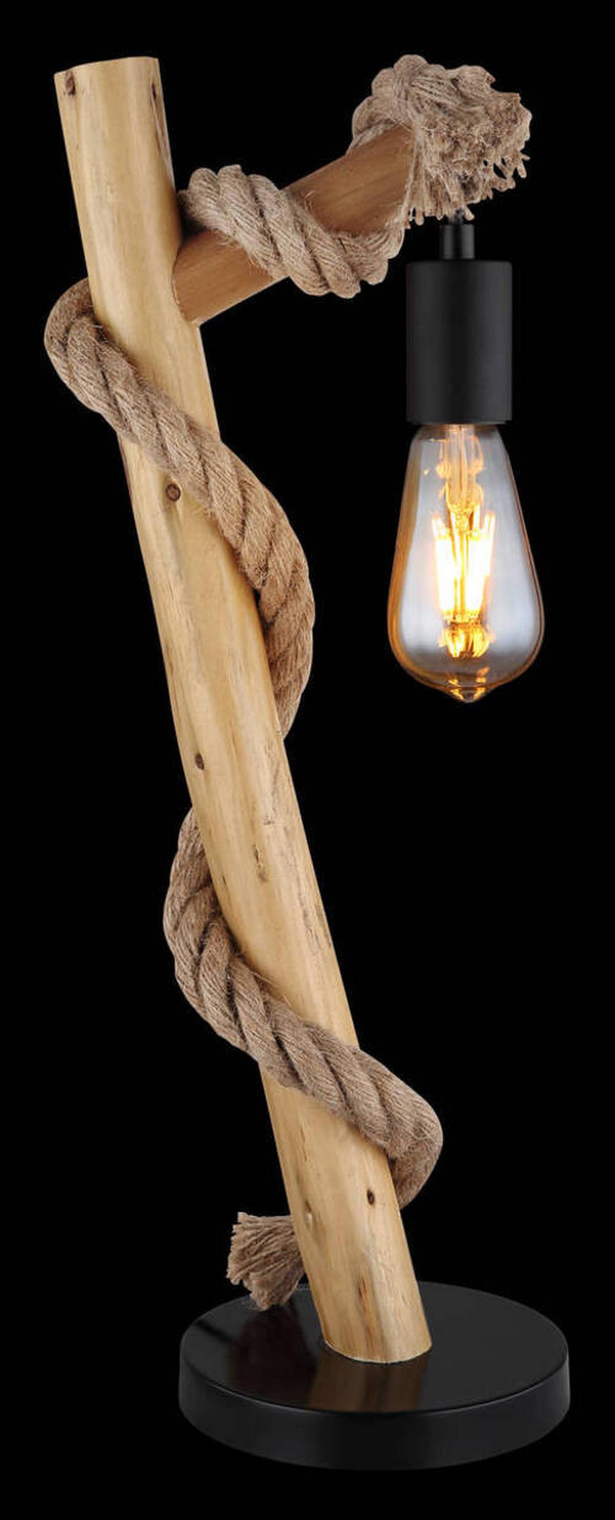 Tischleuchte 69029t - Schwarz/Braun, Natur, Naturmaterialien/Holz (19/16,5/53,5cm) - Globo