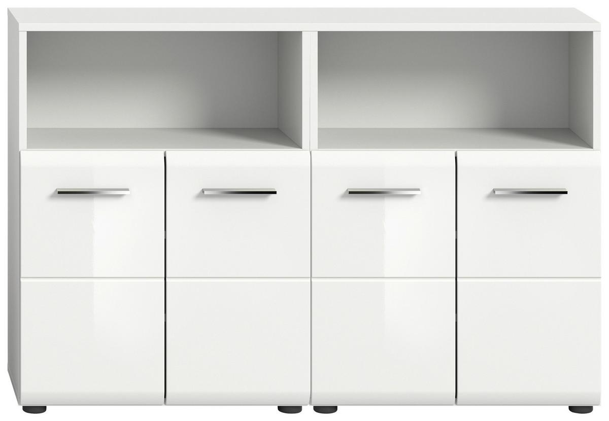 Midischrank Ice Weiß Hg B: 120 Cm - Weiß Hochglanz/Schwarz, MODERN, Holzwerkstoff (120/80/30cm) - MID.YOU