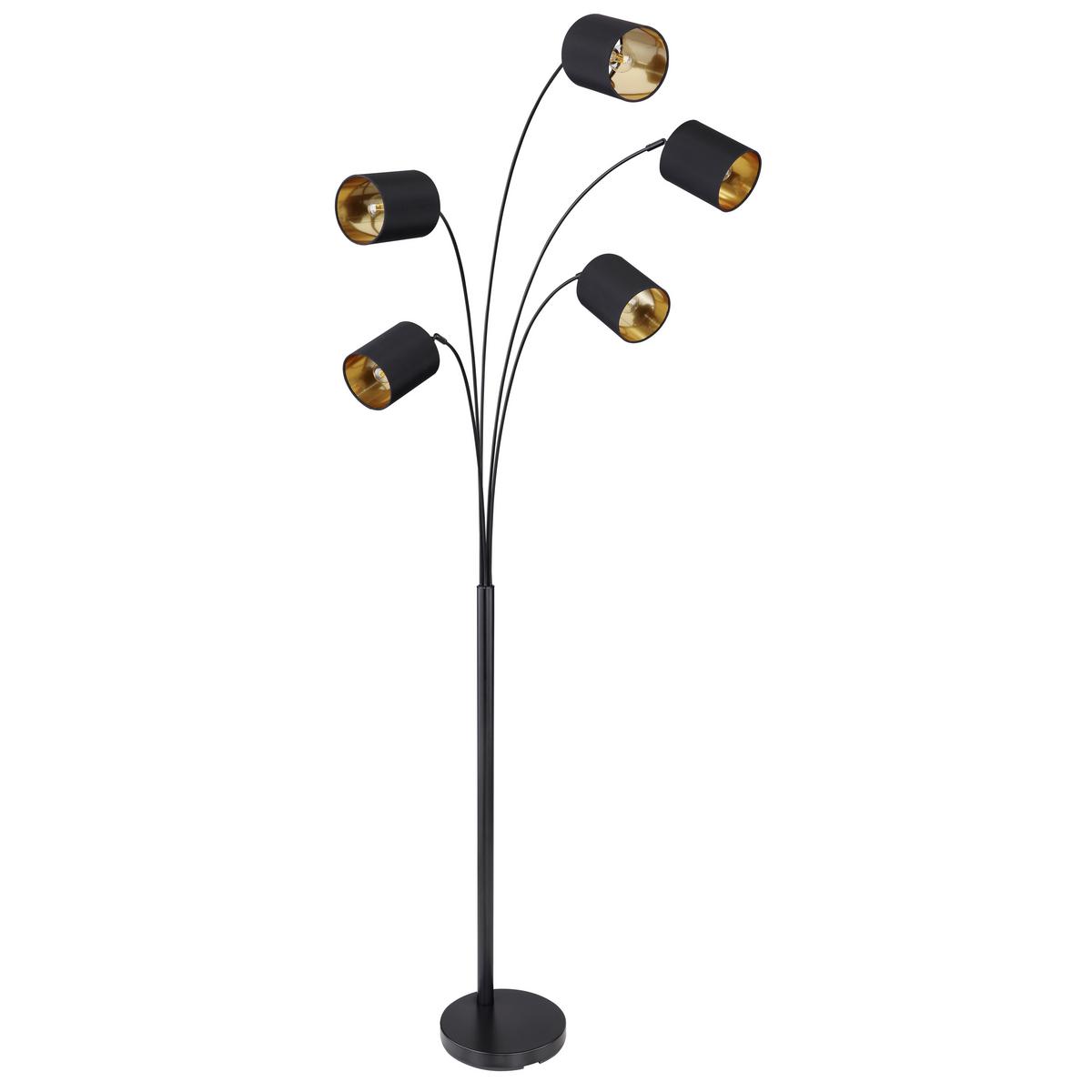 Stehlampe Koralia Schwarz/Goldfarben mit Schalter - Goldfarben/Schwarz, ROMANTIK / LANDHAUS, Kunststoff/Textil (74/70/204cm) - James Wood