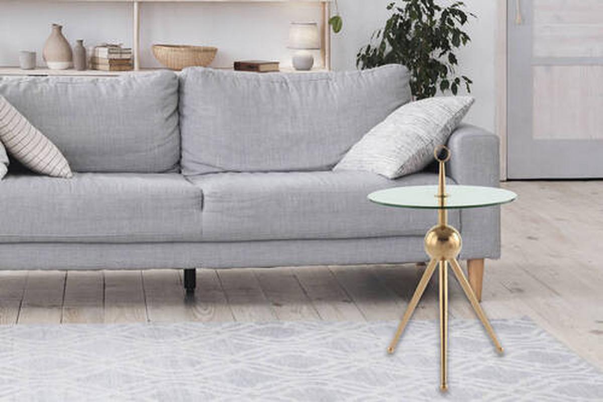 Beistelltisch Mit Glasplatte Rund Ontario, Klar/roségold - Goldfarben, MODERN, Glas/Metall (46/46/52cm) - Kayoom