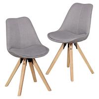 Schalenstuhl Lima Grau Gepolstert 2er-Set - Eichefarben/Grau, Design, Holz/Kunststoff (48/89/42cm) - MID.YOU