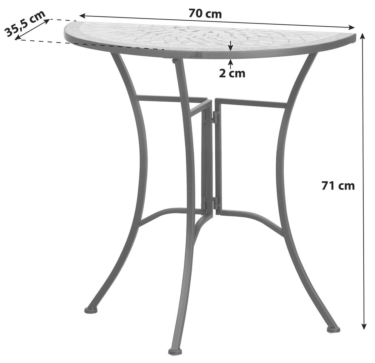 Gartentisch Kreamik/Metall L 70 cm - Multicolor/Schwarz, MODERN, Keramik/Metall (70/35,5/71cm) - Siena Garden