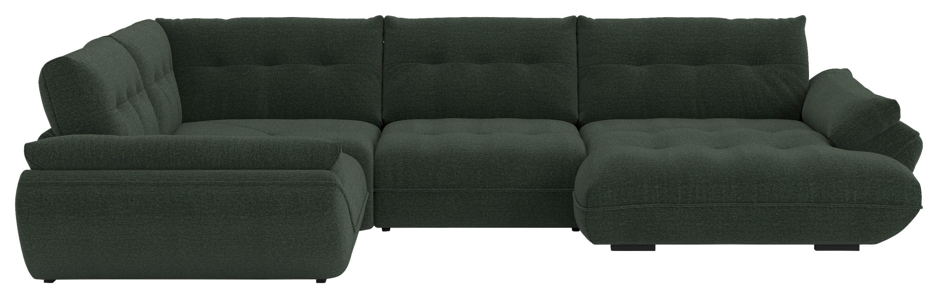 Sedací souprava VIVO U, levá, lesní zelená žinylka - černá/lesní zelená, Moderní, textil/plast (293/402/179cm)