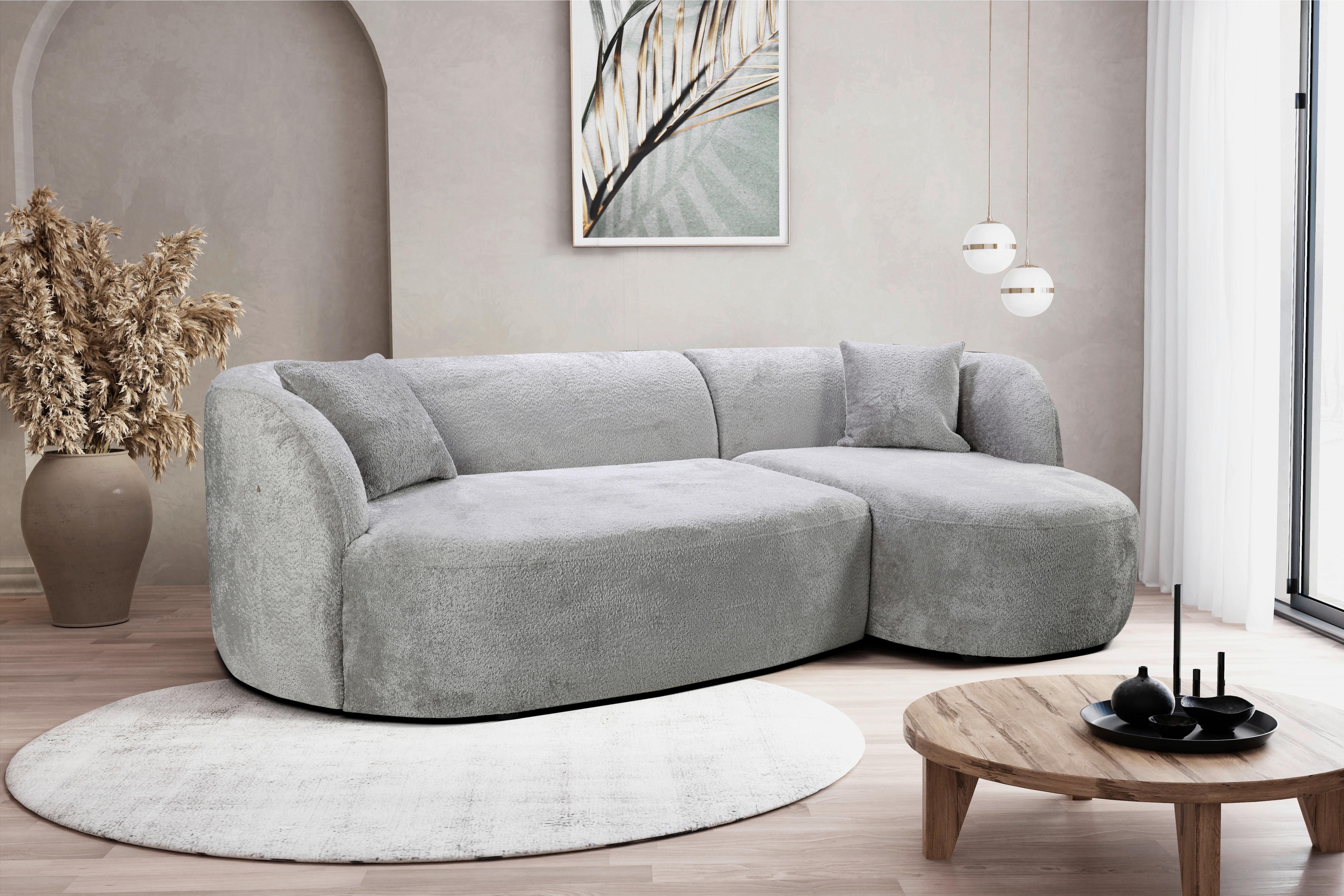 Ecksofa Flick Hellgrau/schwarz, 264 Cm - Hellgrau/Schwarz, Design, Textil (264/143cm) - MID.YOU