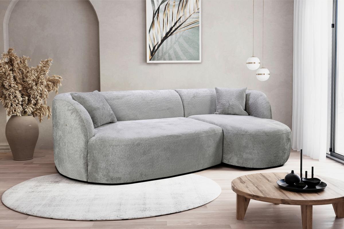 Ecksofa Flick Hellgrau/schwarz, 264 Cm - Hellgrau/Schwarz, Design, Textil (264/143cm) - MID.YOU