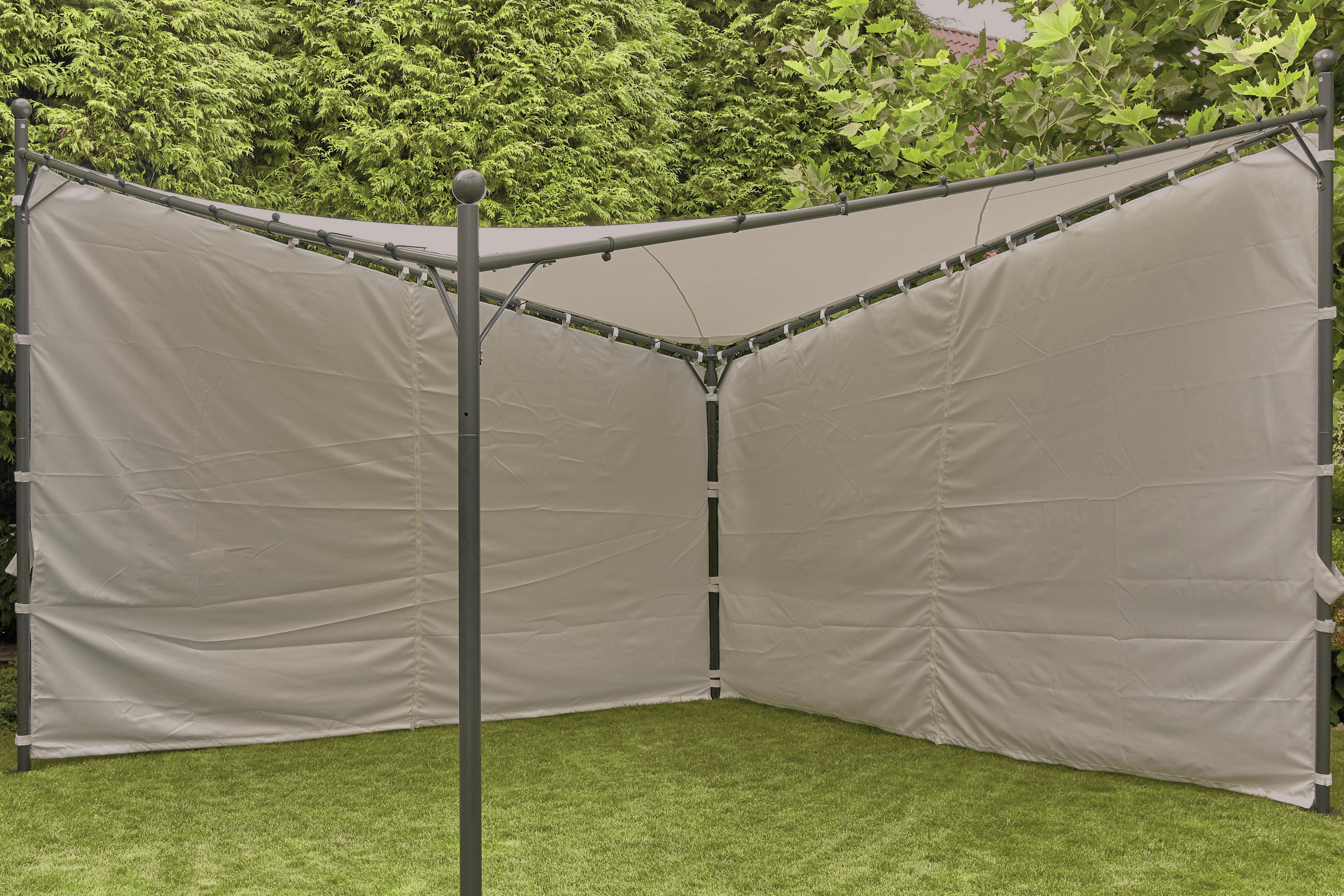 Pavillon-Seitenteil Berlino 300x256 cm, Blickdicht - Grau, KONVENTIONELL, Textil (300/256cm) - Siena Garden
