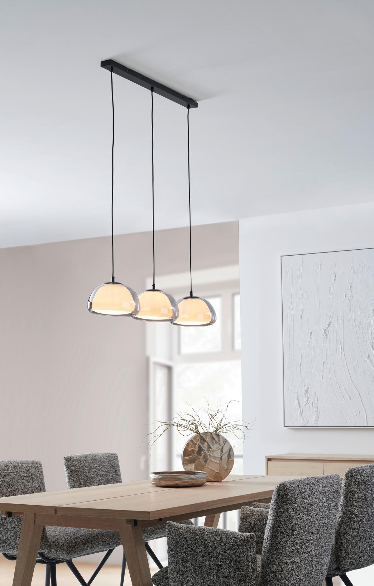 ZÁVĚSNÉ SVÍTIDLO JELLA - černá/světle šedá, Trend, kov/textil (95/25/120cm)